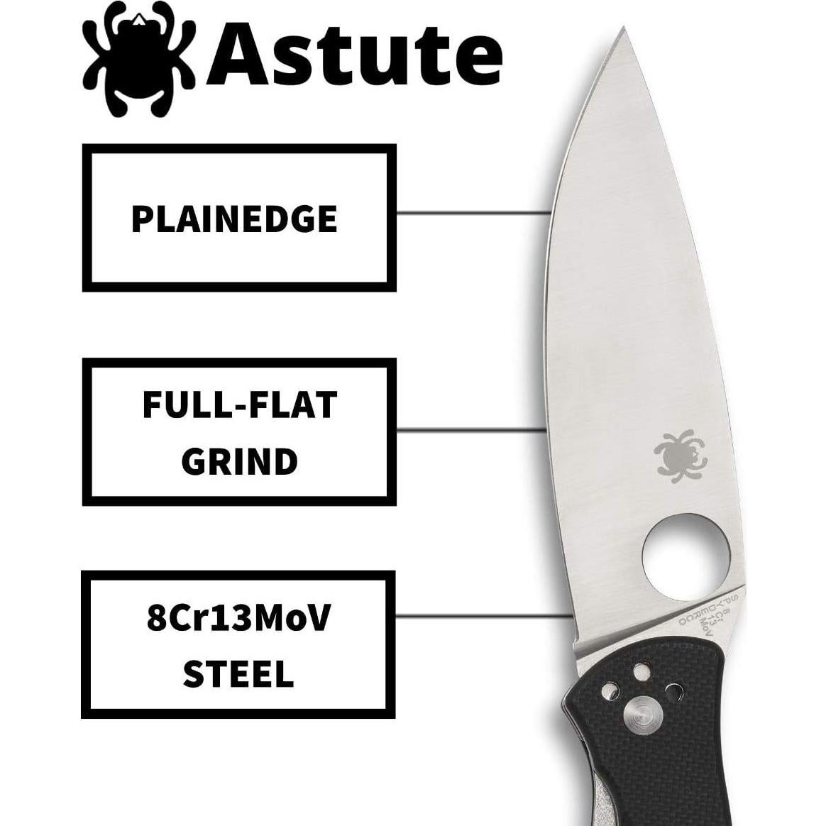 Cuchillo Spyderco Astute 7.94 cm Acero Inoxidable G-10 Negro