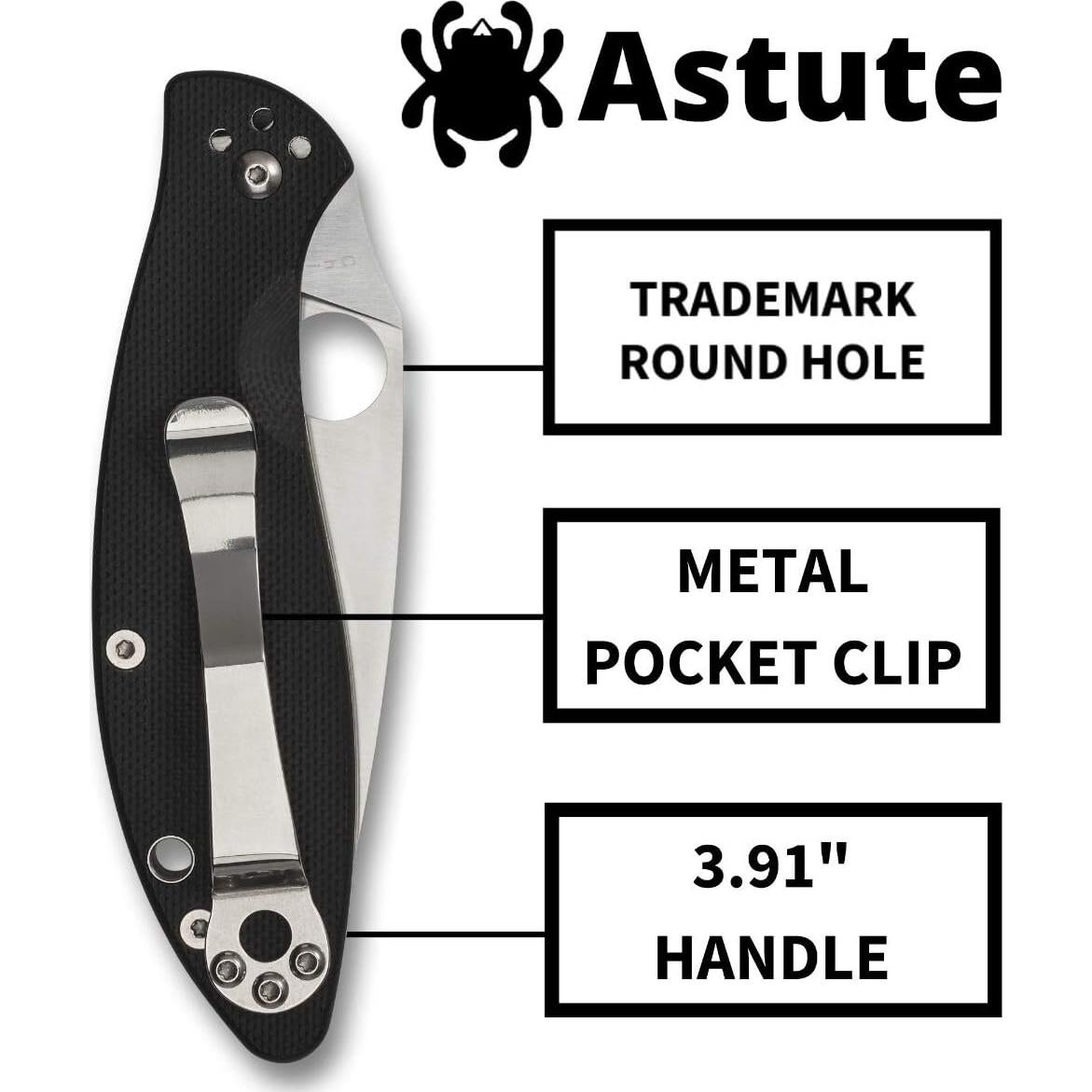 Cuchillo Spyderco Astute 7.94 cm Acero Inoxidable G-10 Negro