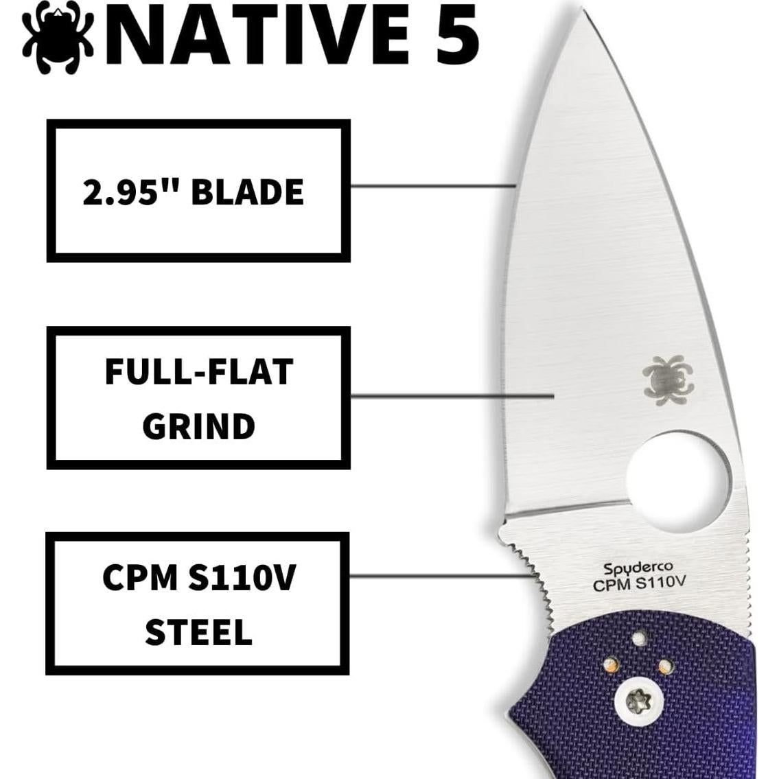 Cuchillo Plegable Spyderco Native 5 7.49 cm Acero S110V Azul