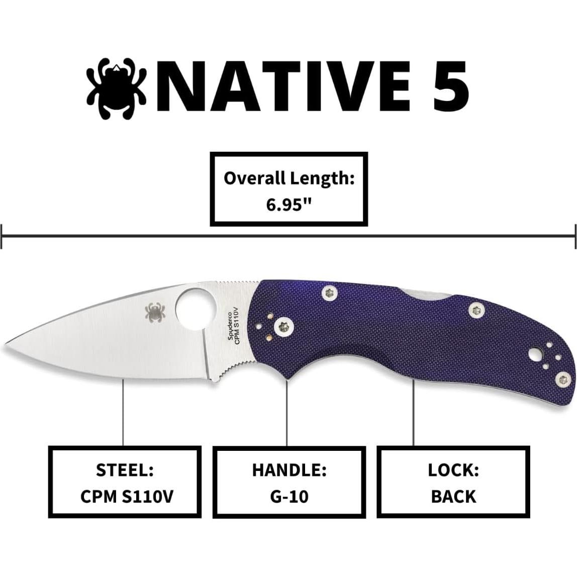 Cuchillo Plegable Spyderco Native 5 7.49 cm Acero S110V Azul