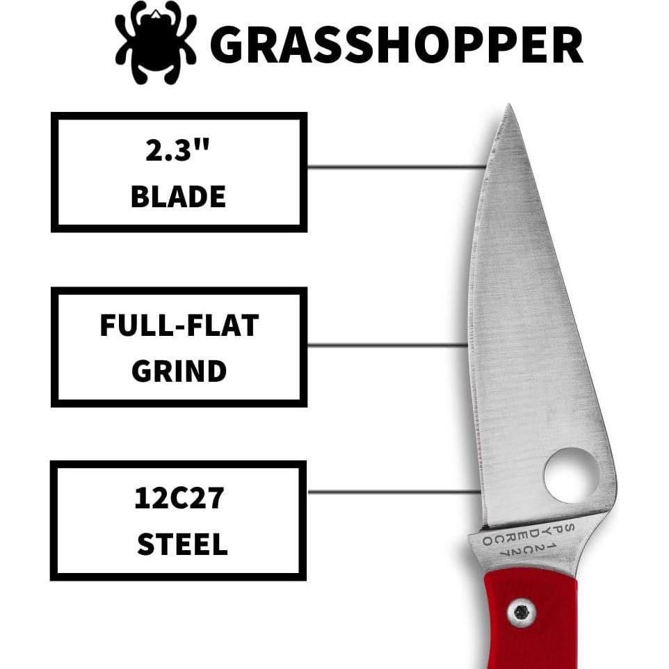 Cuchillo de bolsillo Spyderco Grasshopper G-10 Rojo 5.8 cm