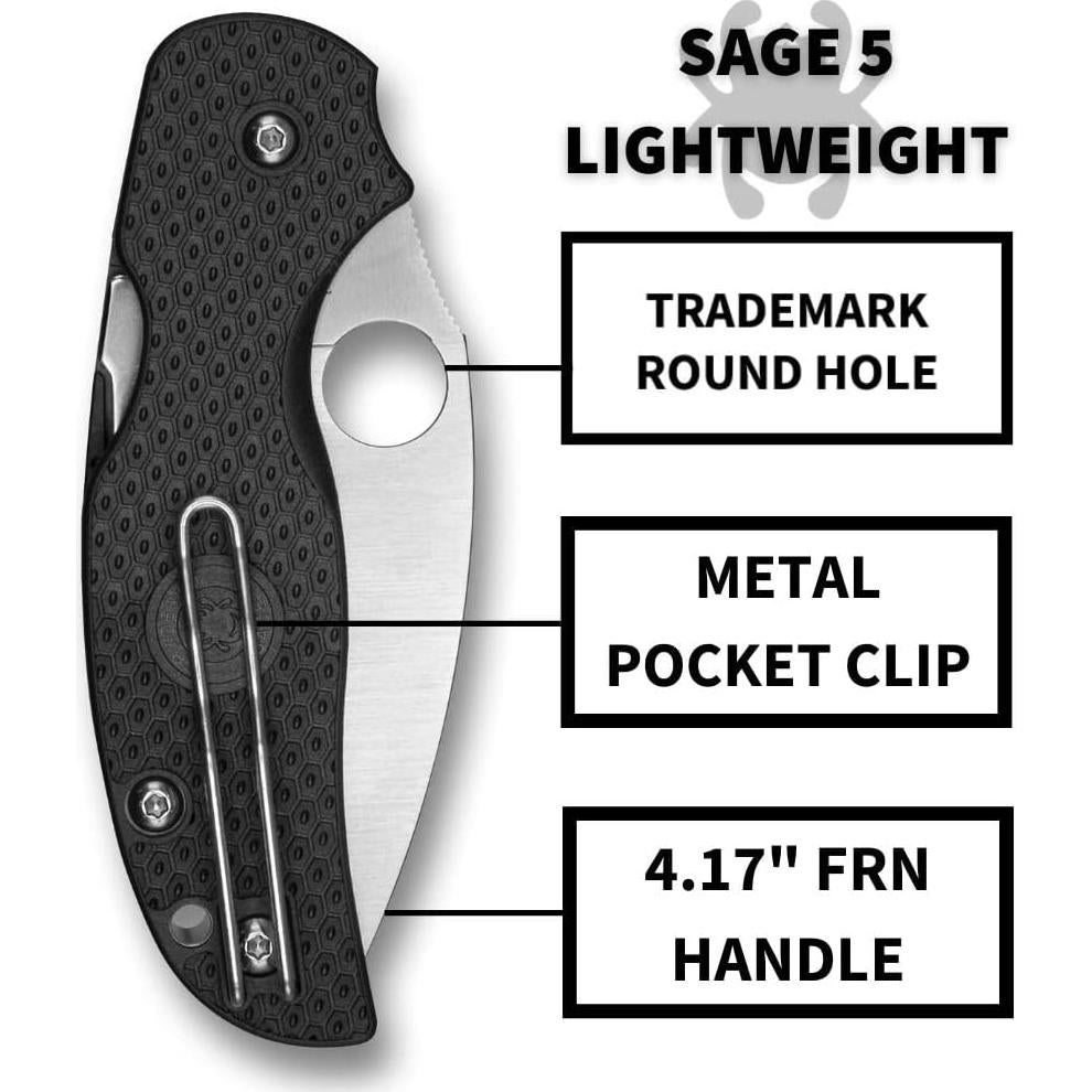 Cuchillo de bolsillo Spyderco Sage 5 FRN negro 18.10 cm