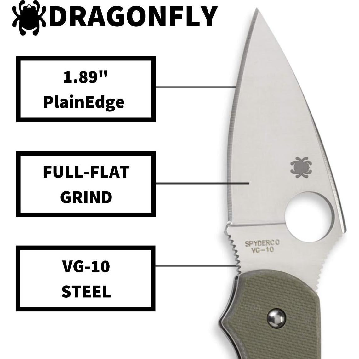 Cuchillo Plegable Spyderco Dragonfly VG-10 5.79 cm Verde Follaje