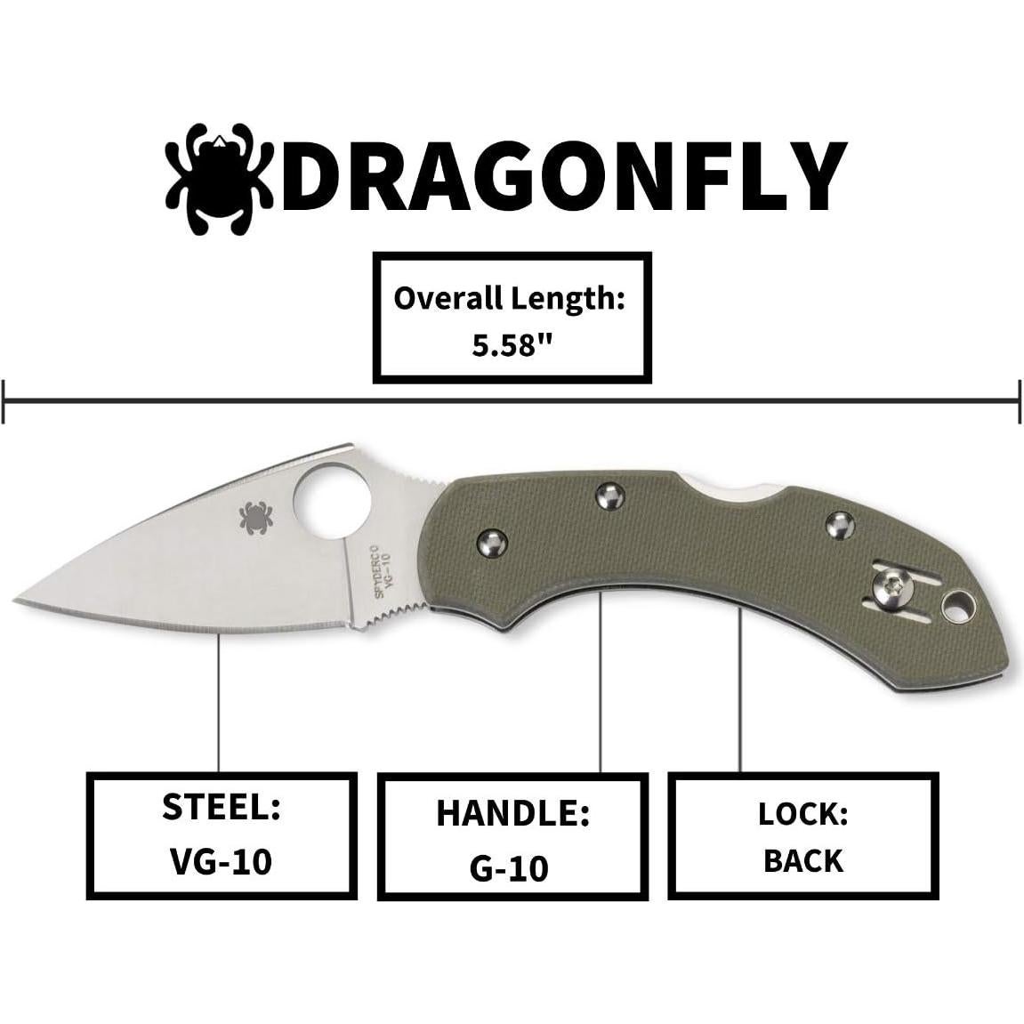Cuchillo Plegable Spyderco Dragonfly VG-10 5.79 cm Verde Follaje