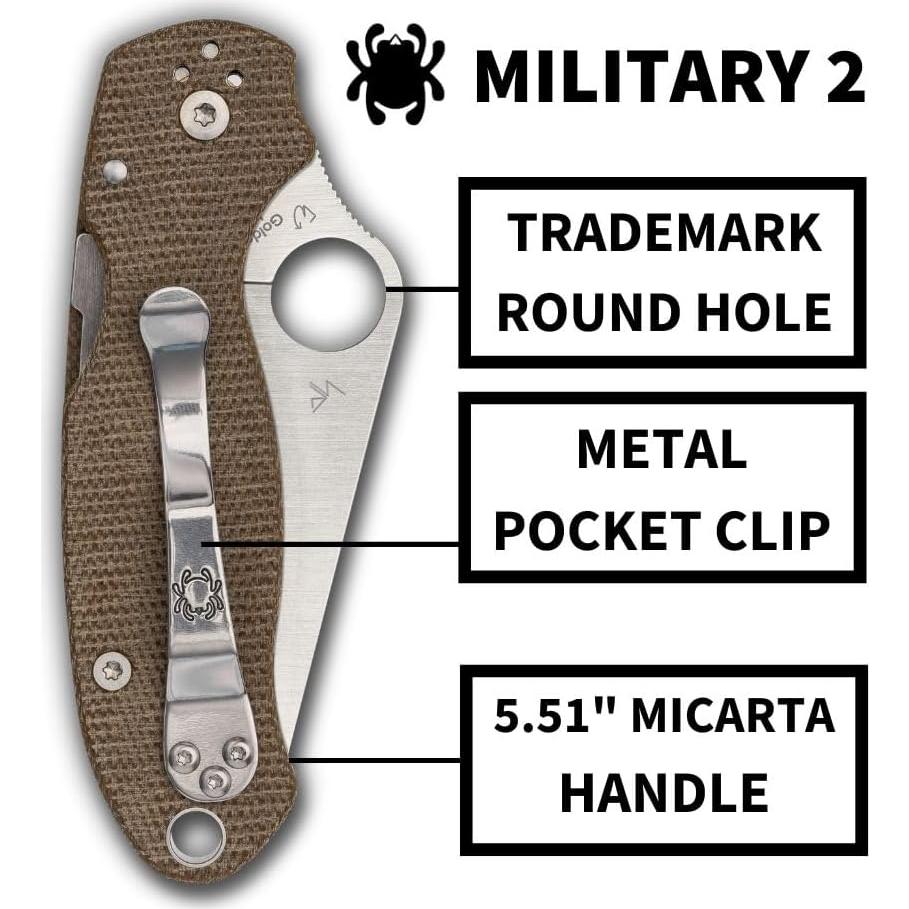 Cuchillo de bolsillo Spyderco Military 2 - Mango G10, 24.16 cm