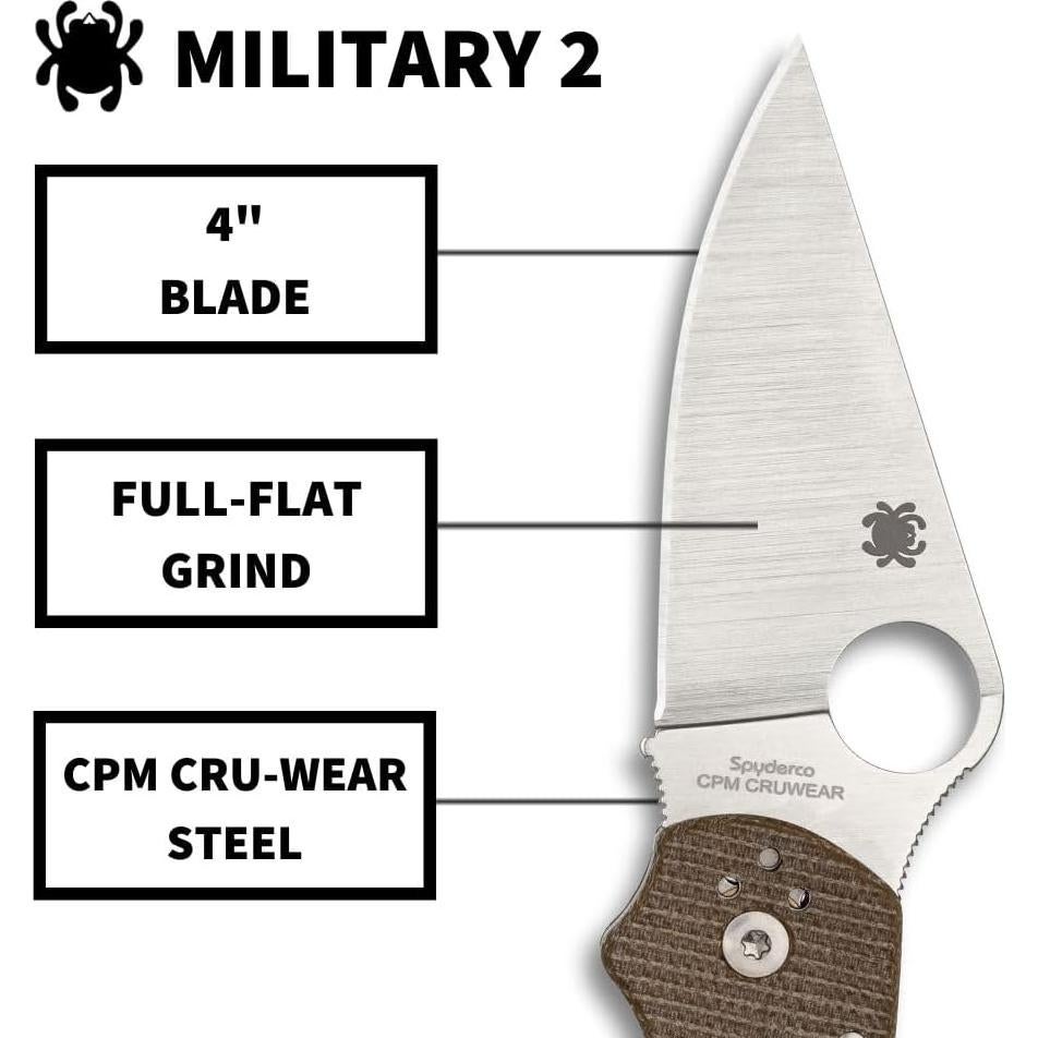 Cuchillo de bolsillo Spyderco Military 2 - Mango G10, 24.16 cm