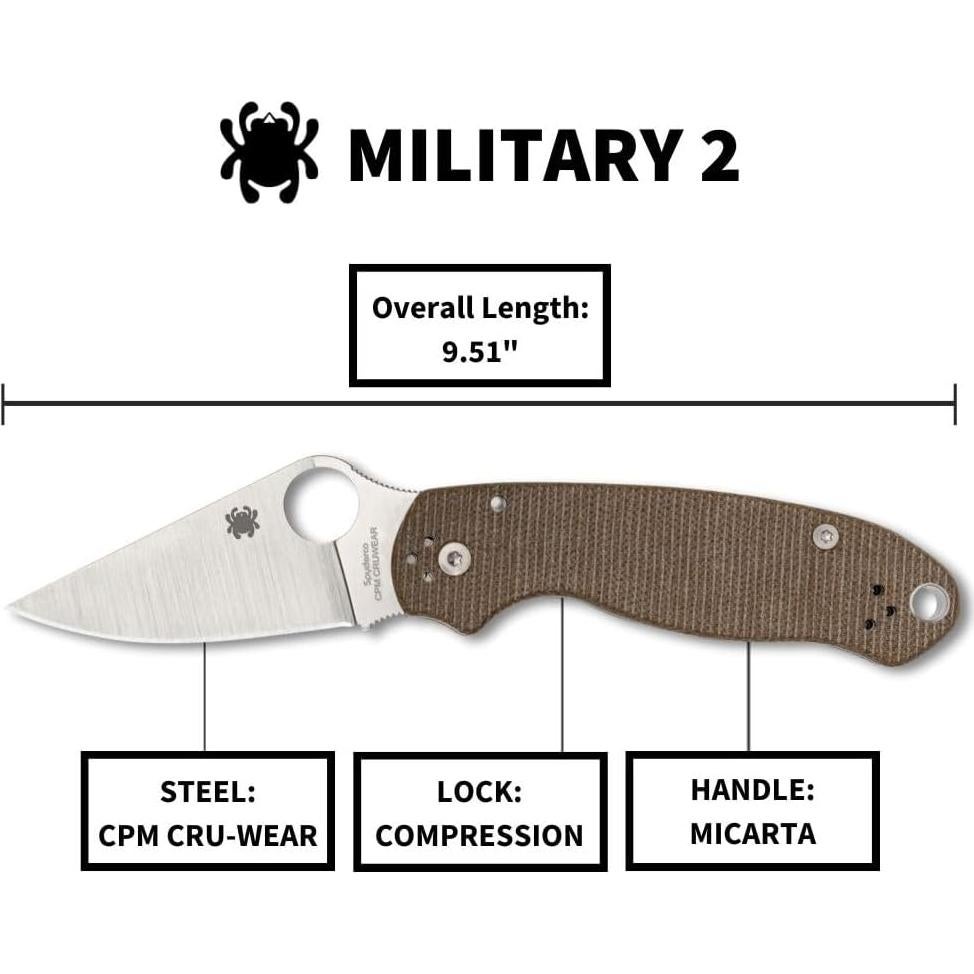 Cuchillo de bolsillo Spyderco Military 2 - Mango G10, 24.16 cm