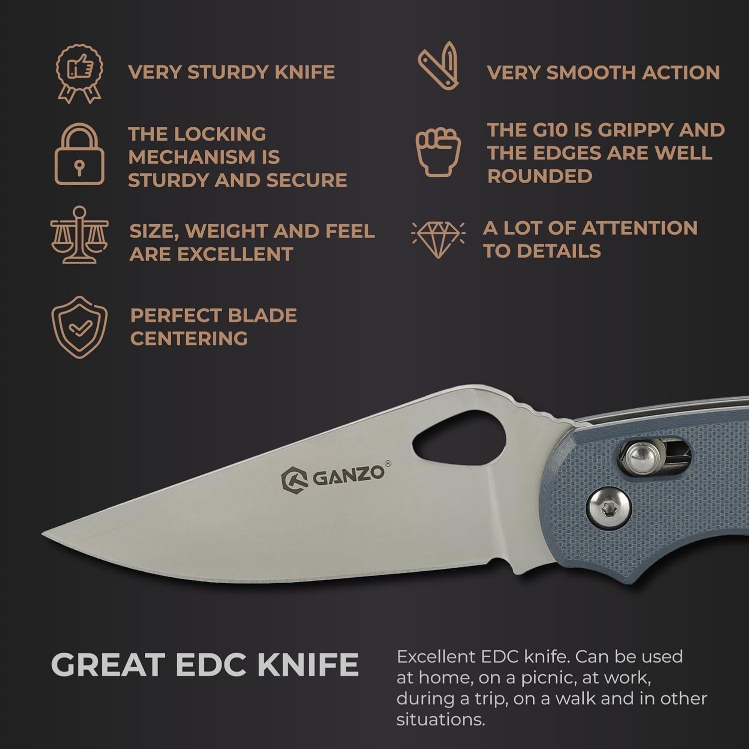 Cuchillo Plegable Ganzo Firebird G729-GY Acero Inoxidable 440C