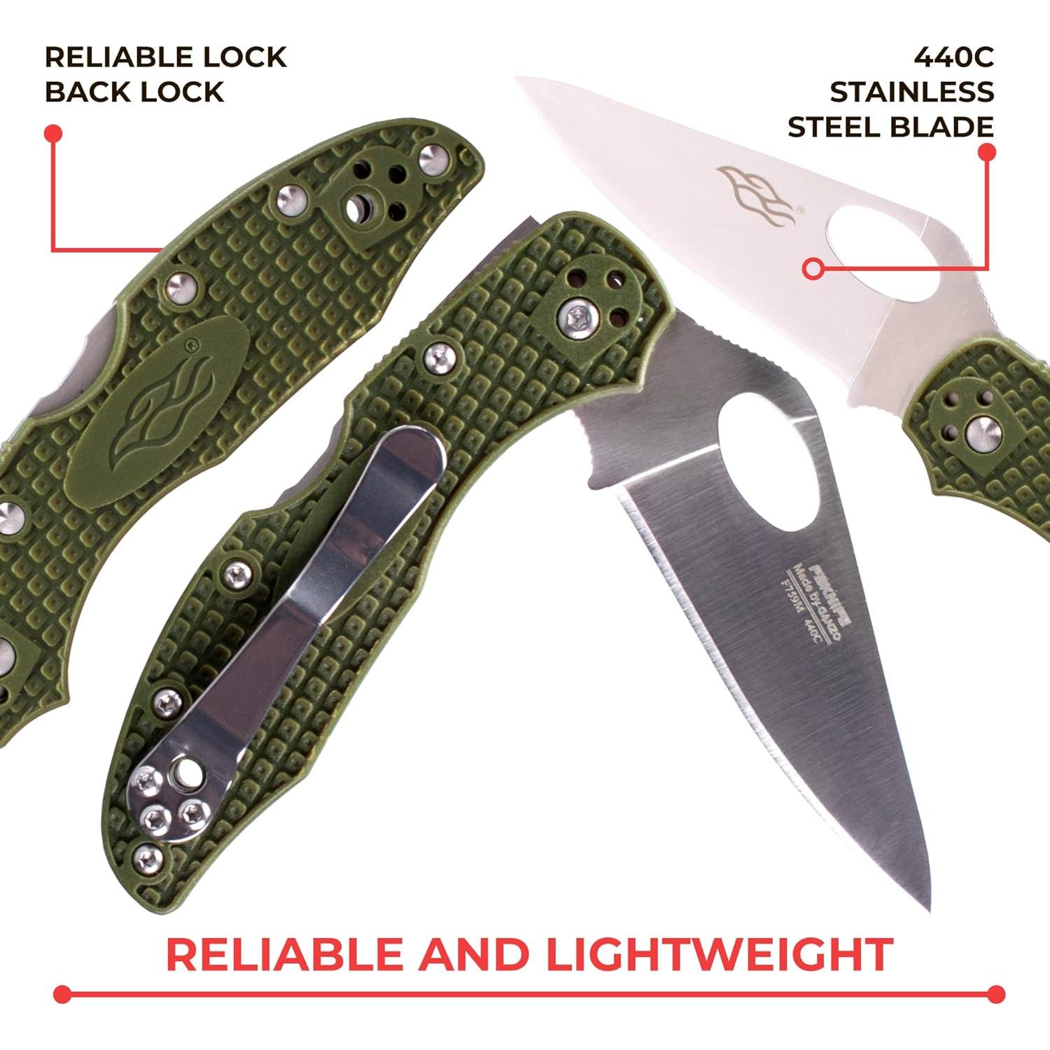 Cuchillo Plegable Ganzo Firebird F759M Verde, Acero Inoxidable 440C