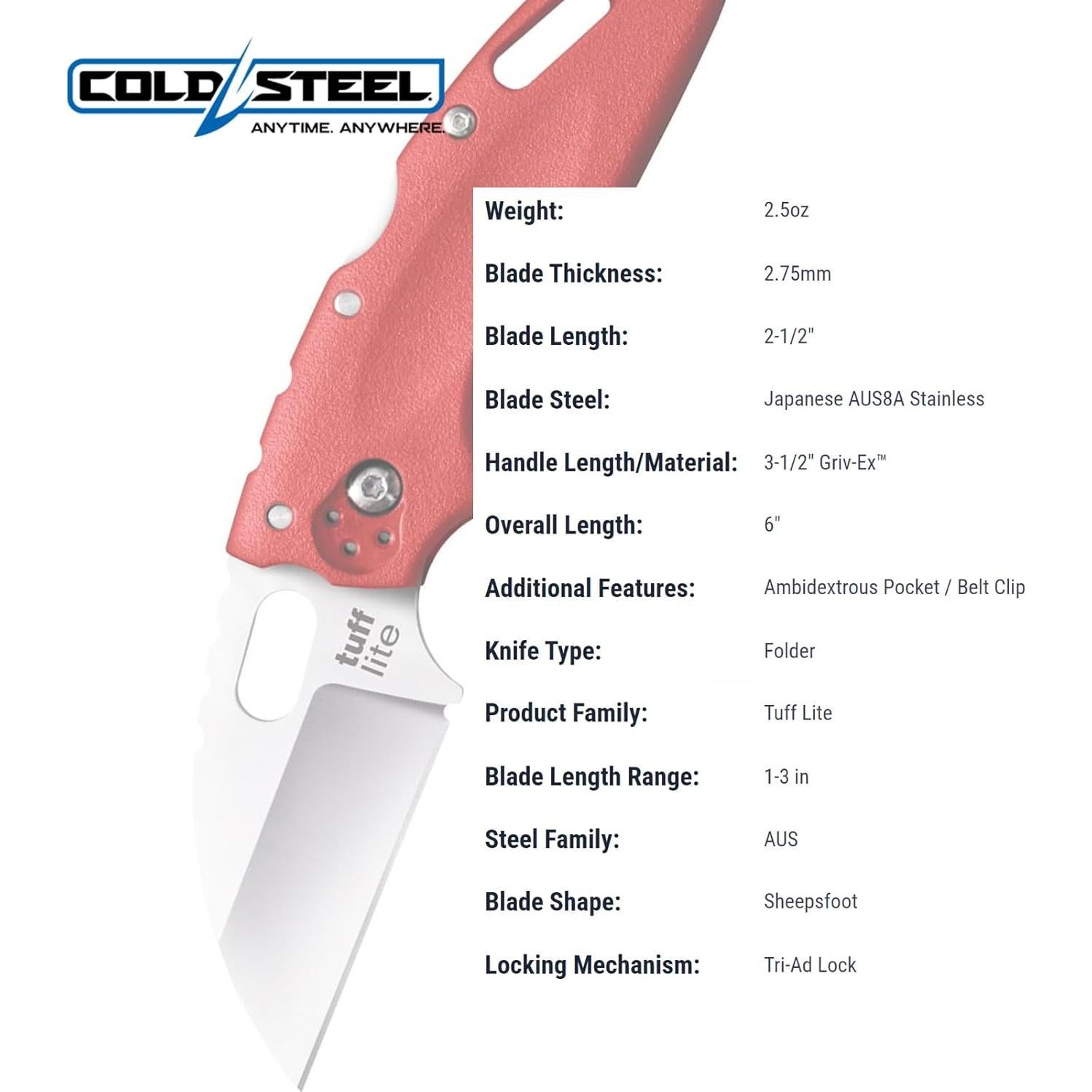 Cuchillo Plegable Cold Steel Tuff Lite 2.5" AUS8A Griv-Ex