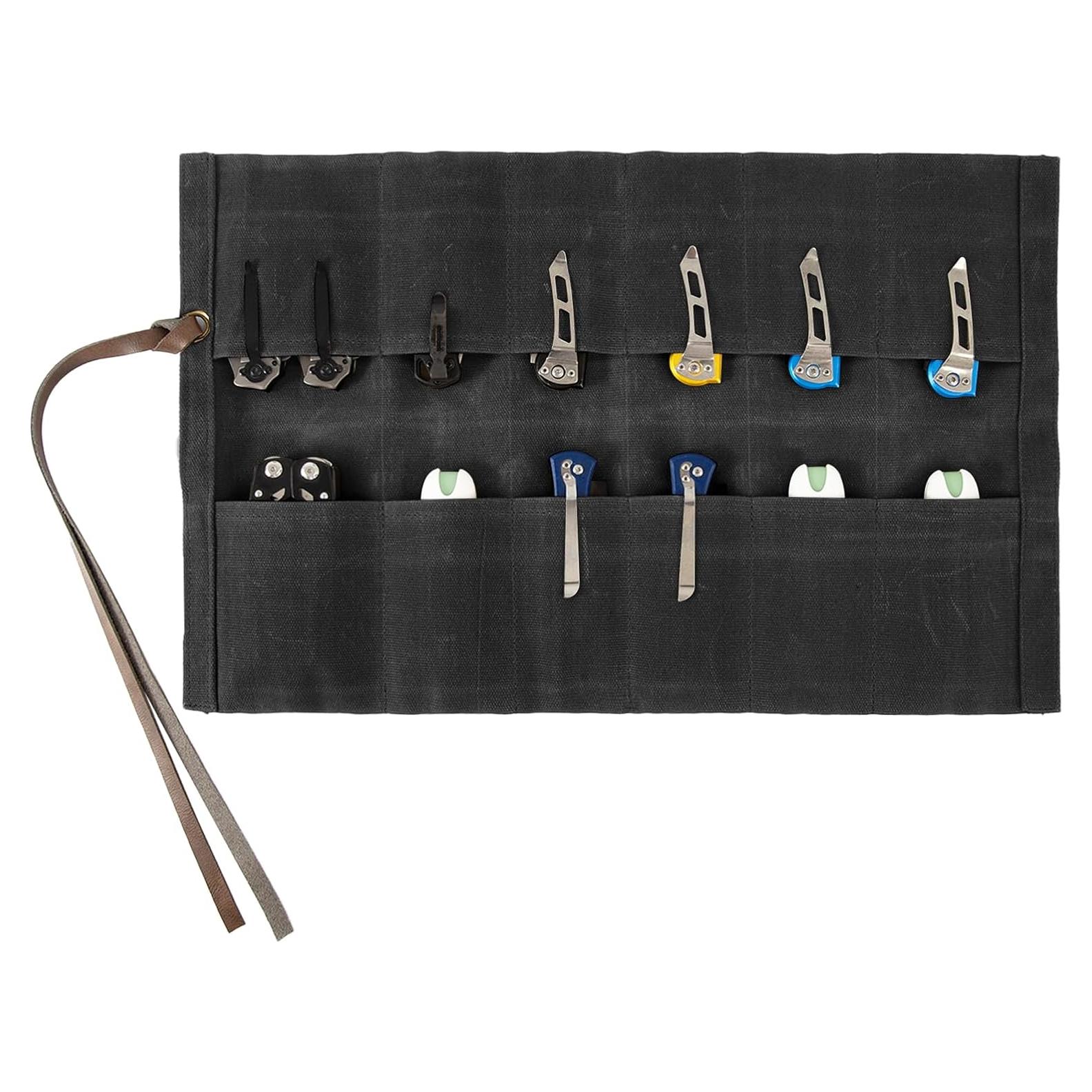 Organizador de Cuchillos Baizoy 12 Ranuras Lona Encerada Negro