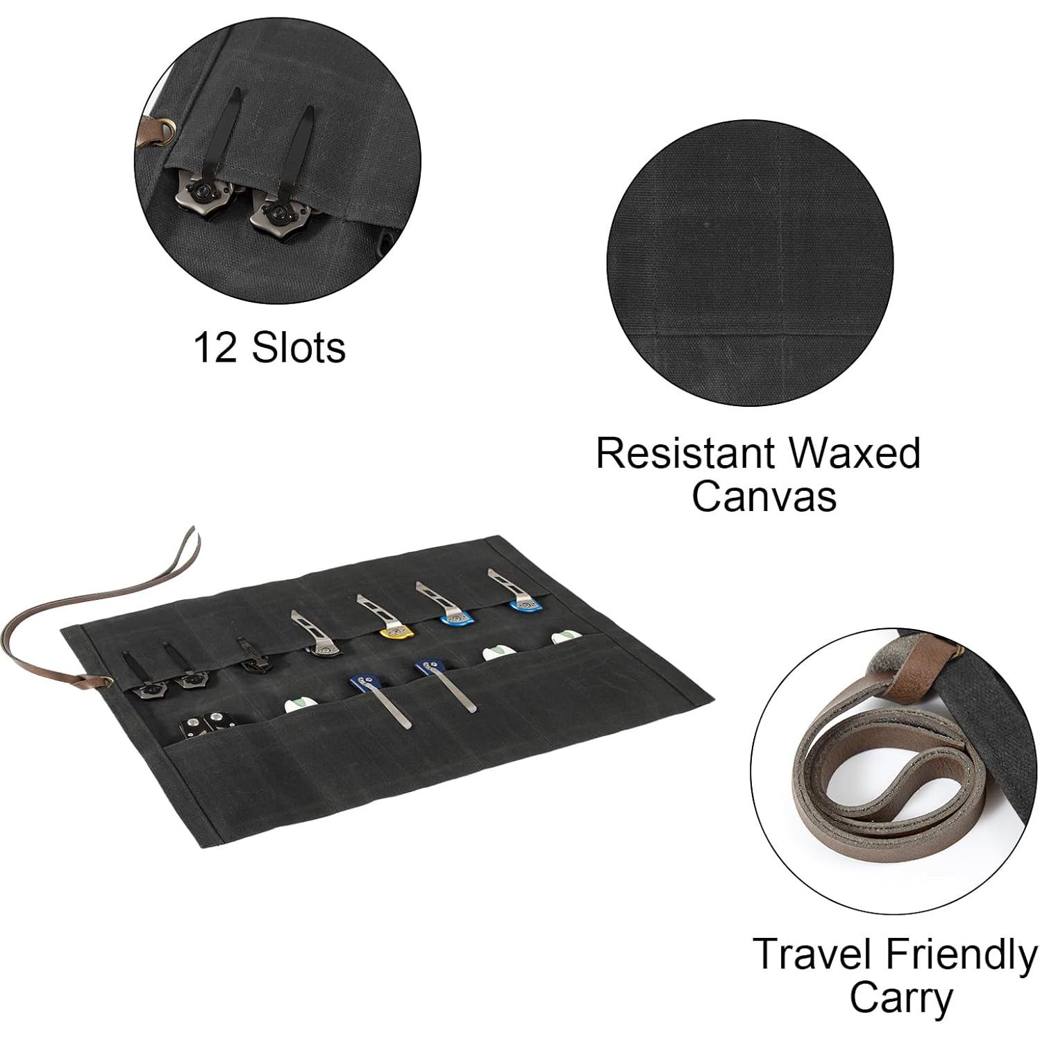 Organizador de Cuchillos Baizoy 12 Ranuras Lona Encerada Negro