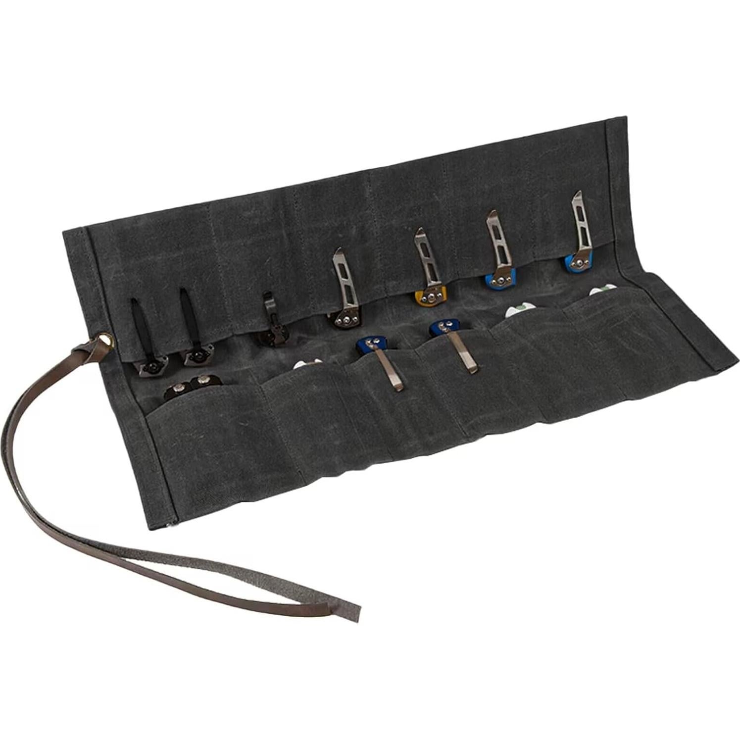 Organizador de Cuchillos Baizoy 12 Ranuras Lona Encerada Negro