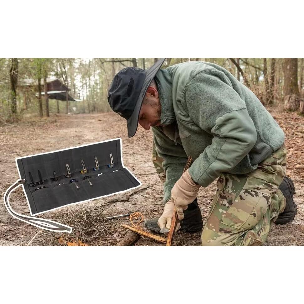 Organizador de Cuchillos Baizoy 12 Ranuras Lona Encerada Negro