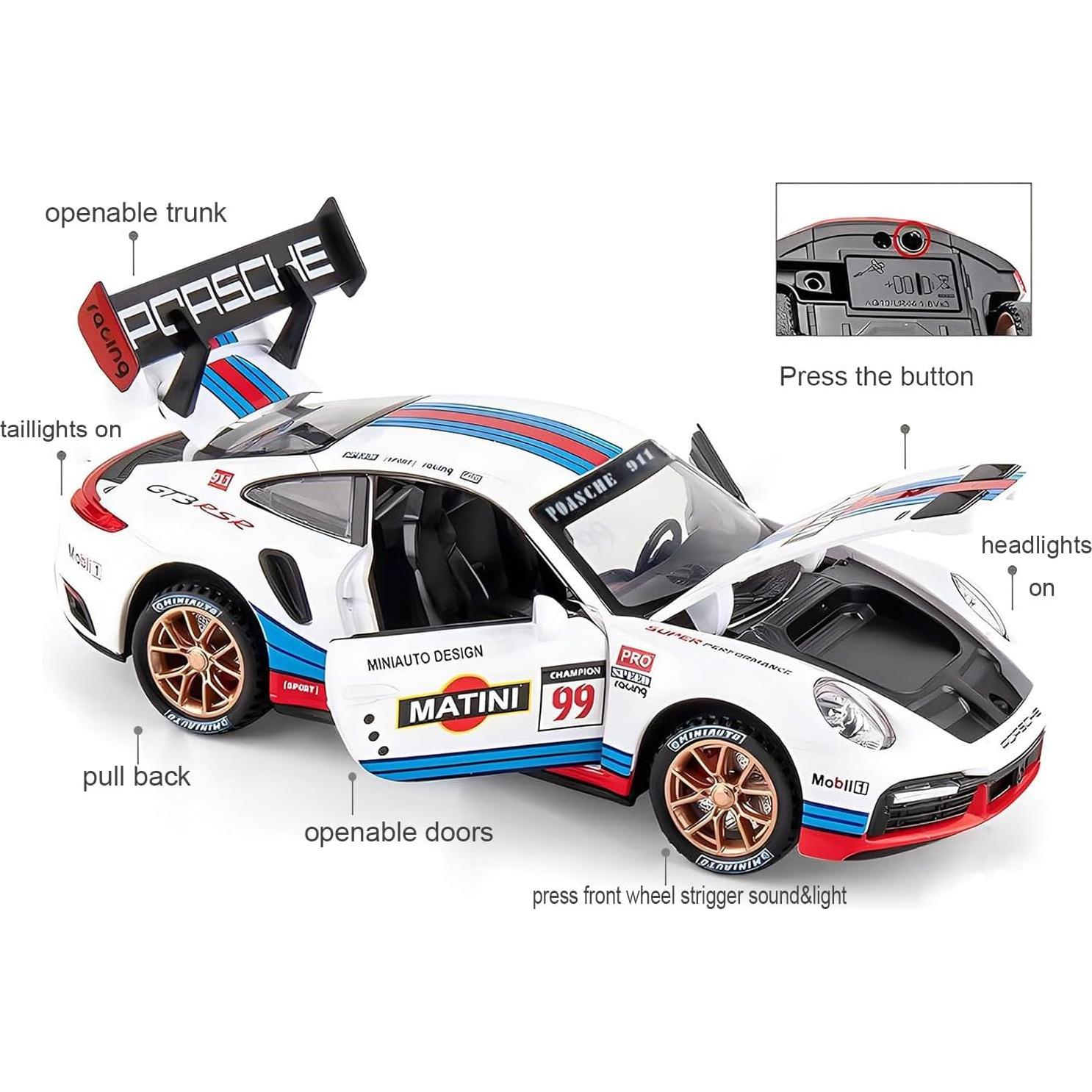 Coche de Juguete Porsche 911 GT3 RS 1:32 con Luz y Sonido