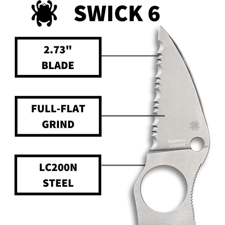 Cuchillo de bolsillo Spyderco Swick 6 con hoja Wharncliffe 6.9 cm