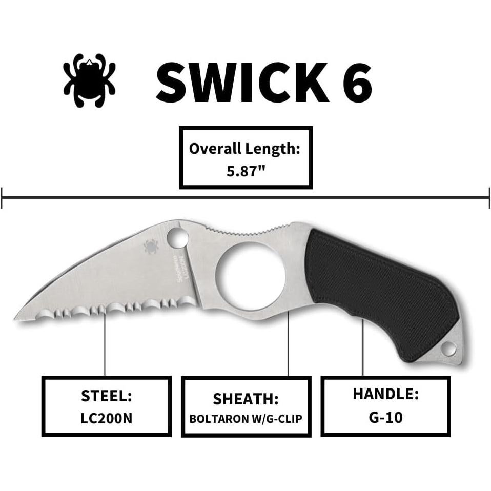 Cuchillo de bolsillo Spyderco Swick 6 con hoja Wharncliffe 6.9 cm