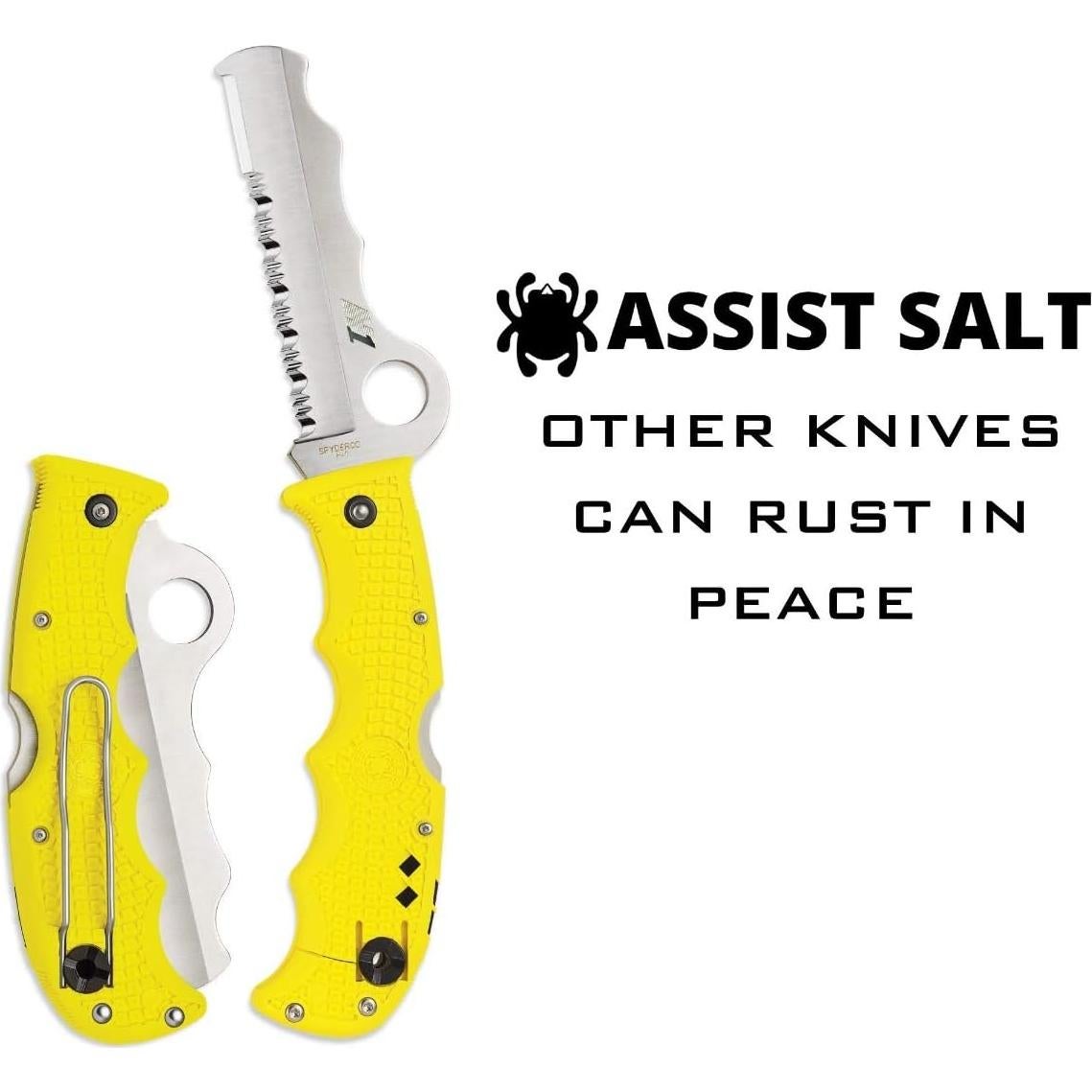 Cuchillo Plegable Spyderco Assist Salt 9.34 cm Acero H-1 Amarillo
