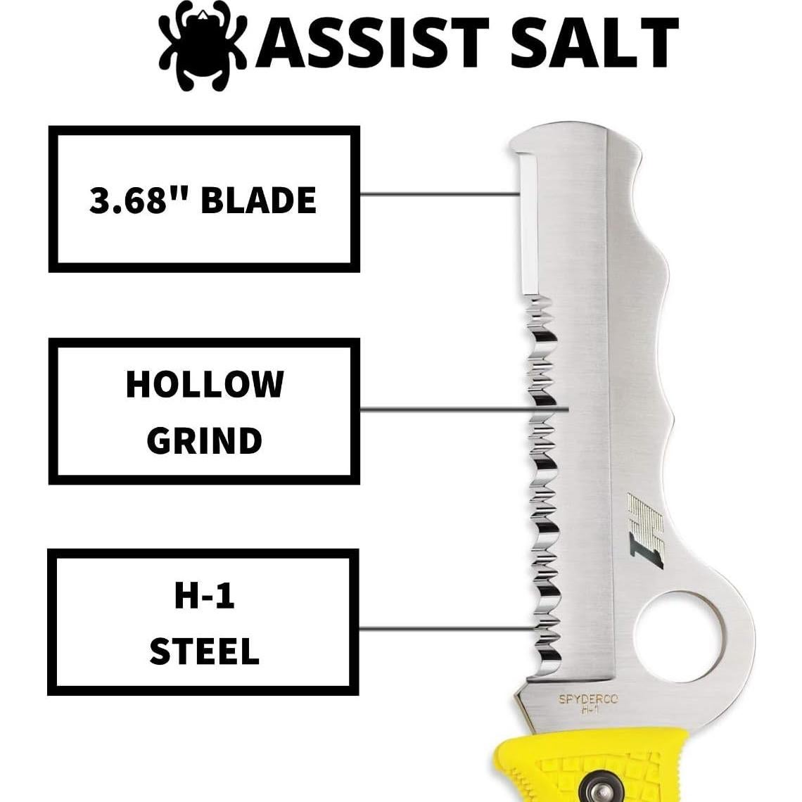 Cuchillo Plegable Spyderco Assist Salt 9.34 cm Acero H-1 Amarillo