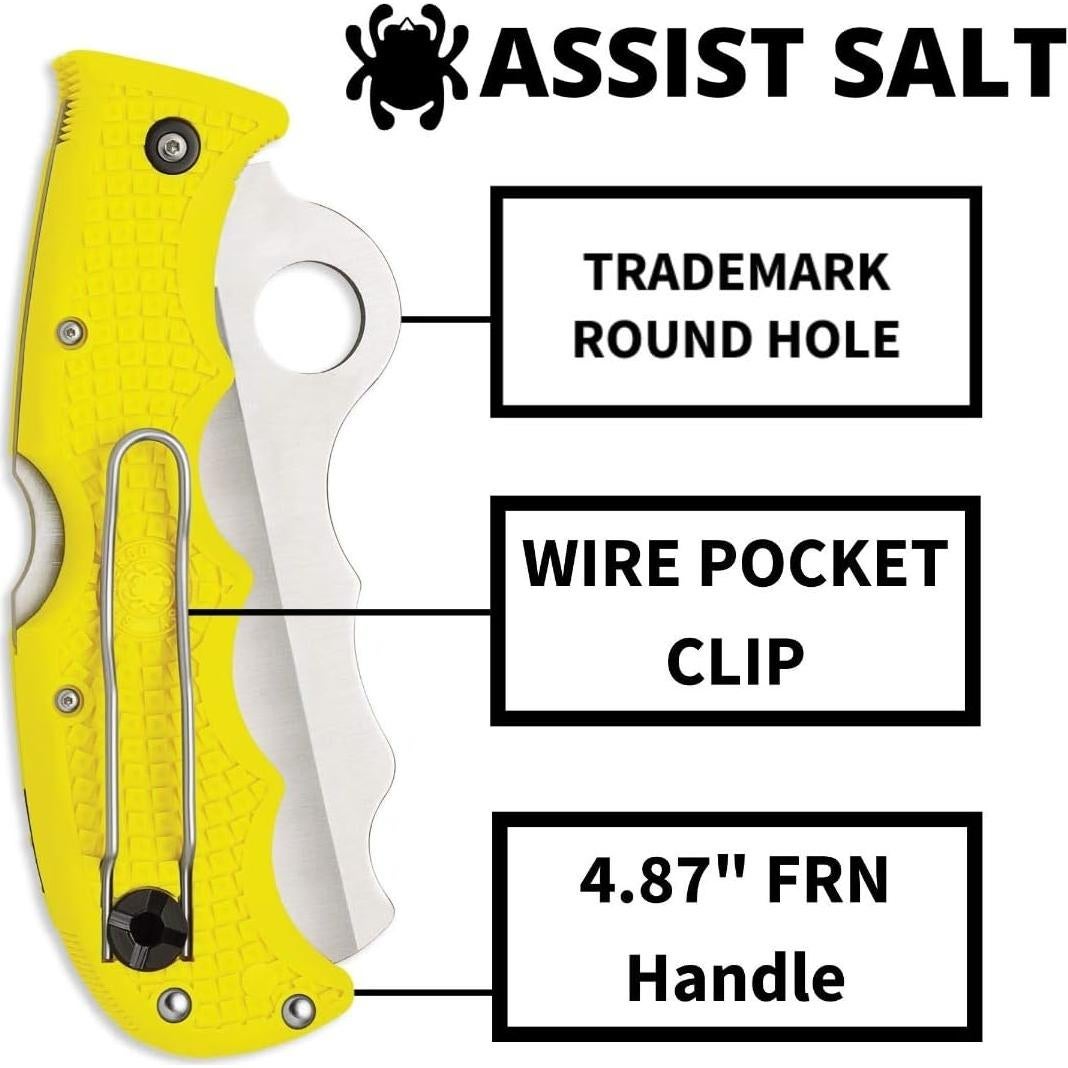 Cuchillo Plegable Spyderco Assist Salt 9.34 cm Acero H-1 Amarillo