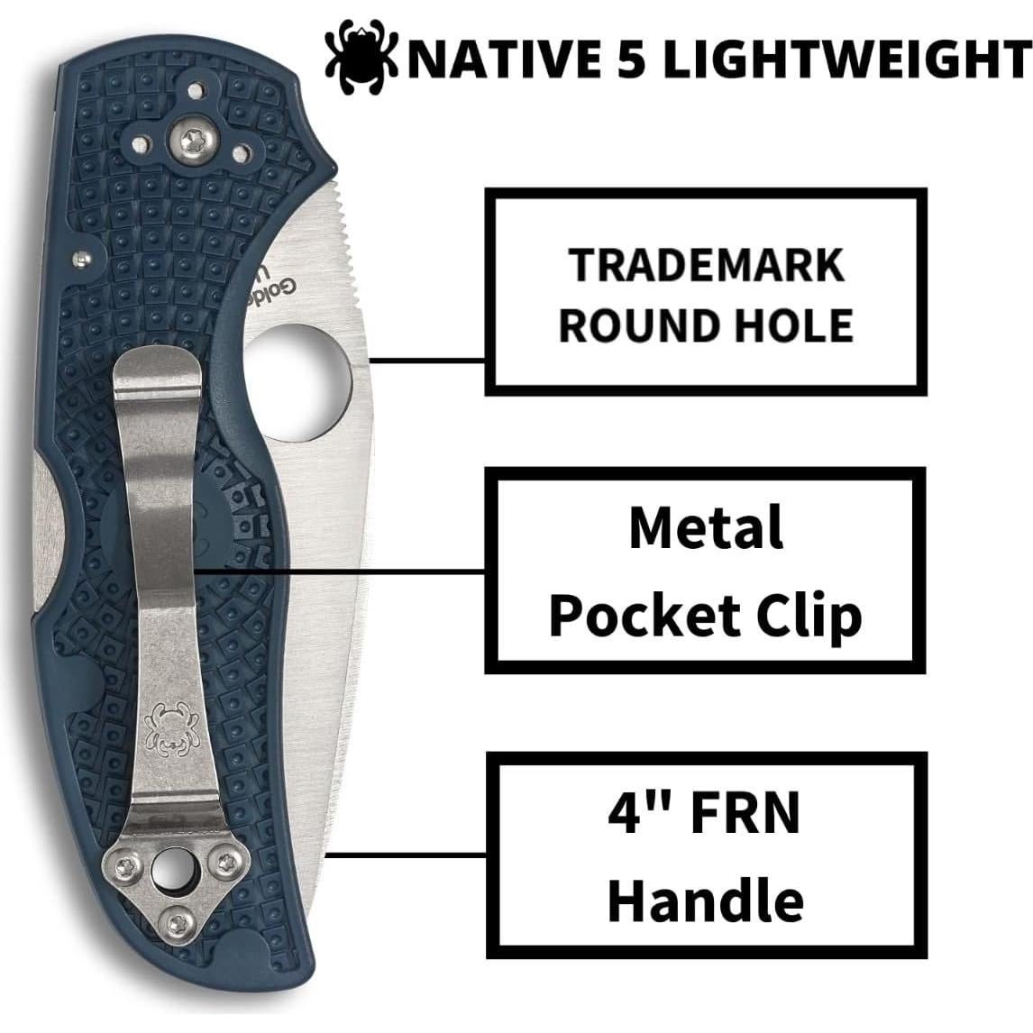 Cuchillo Spyderco Native 5 Lightweight 7.62 cm Azul Cobalto