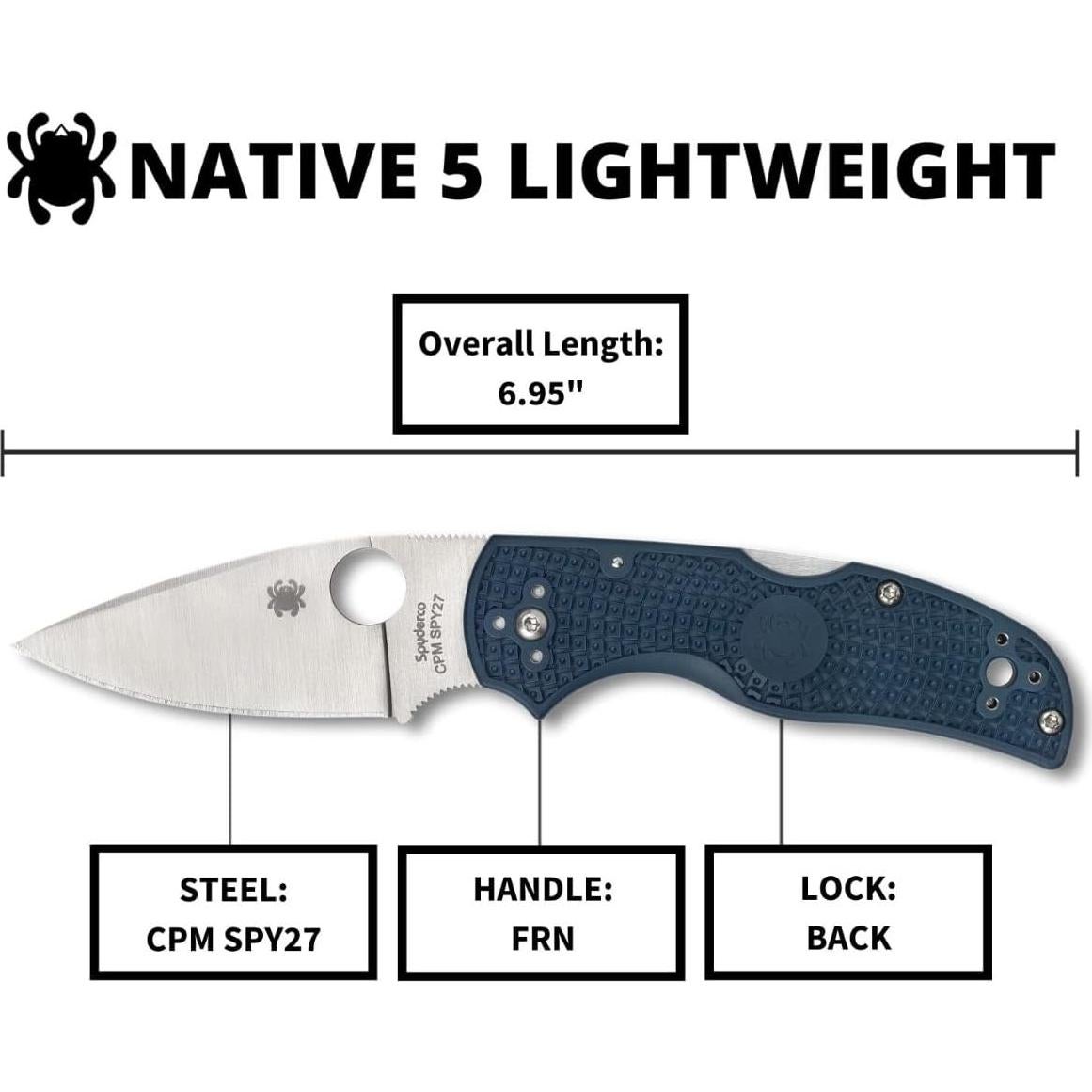 Cuchillo Spyderco Native 5 Lightweight 7.62 cm Azul Cobalto