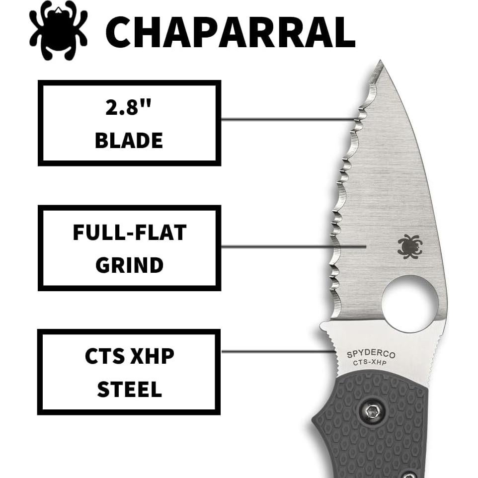 Cuchillo de bolsillo plegable Spyderco Chaparral 7.1 cm acero CTS-XHP