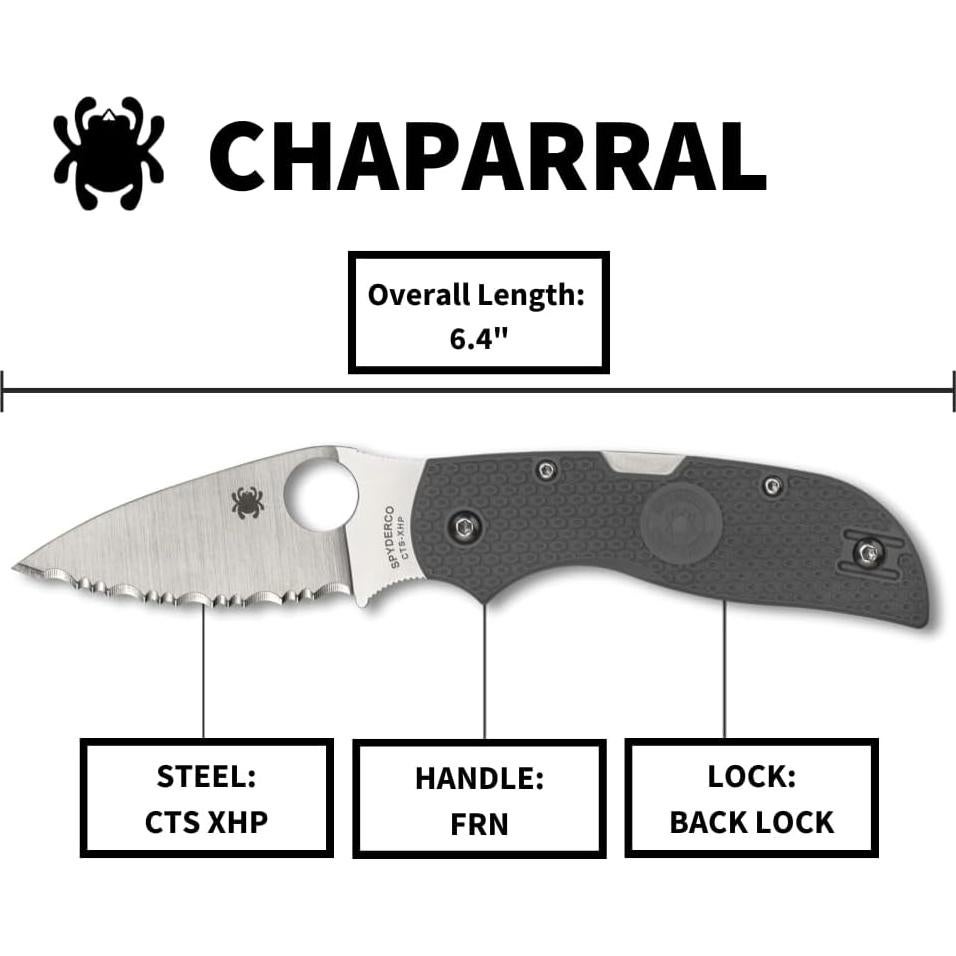 Cuchillo de bolsillo plegable Spyderco Chaparral 7.1 cm acero CTS-XHP
