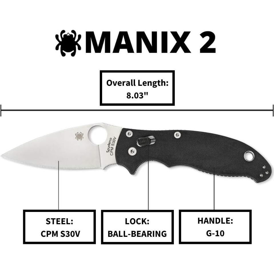 Cuchillo Plegable Spyderco Manix 2 G-10 8.56 cm Acero S30V