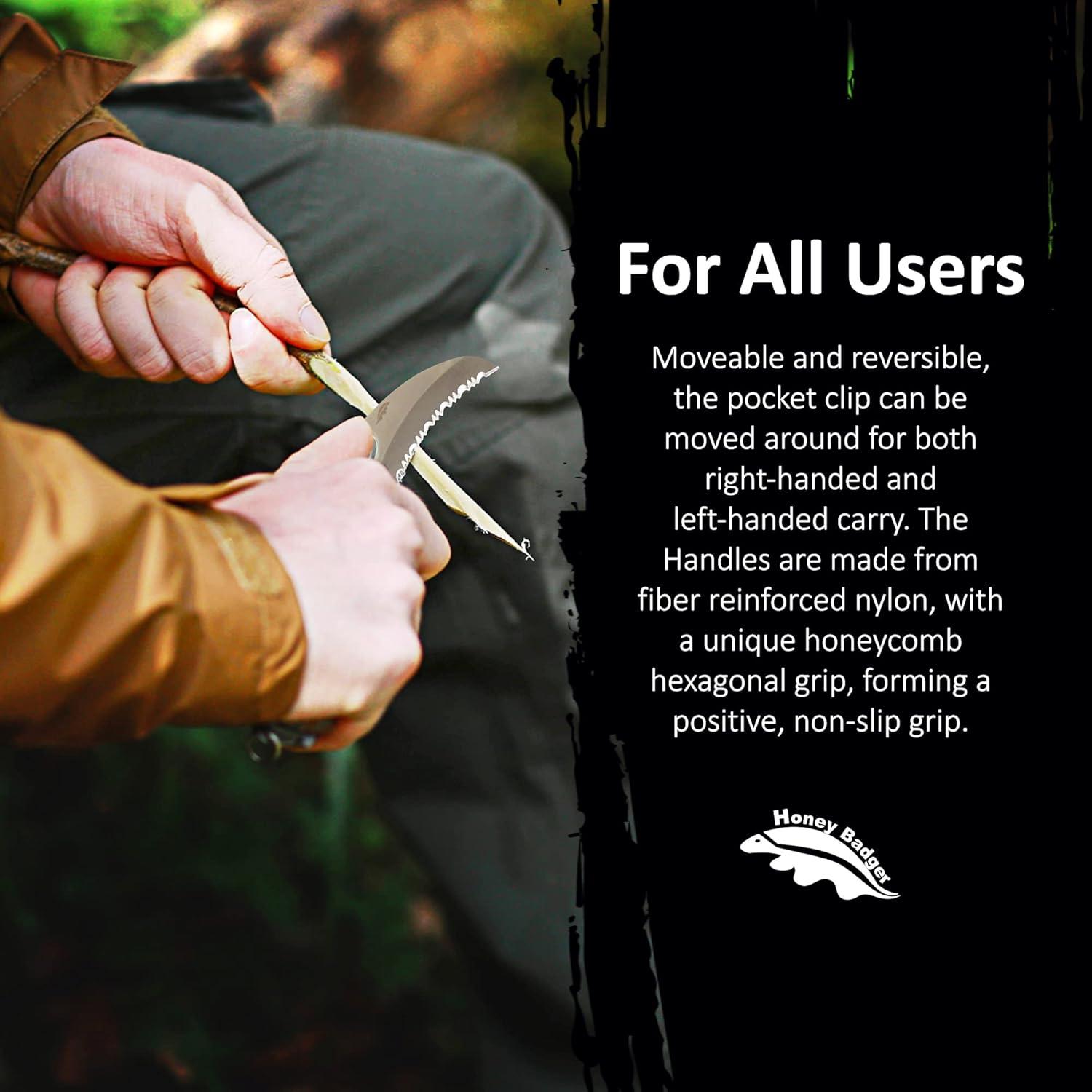 Cuchillo Plegable Honey Badger Mediano Garra Serrada 7.62 cm