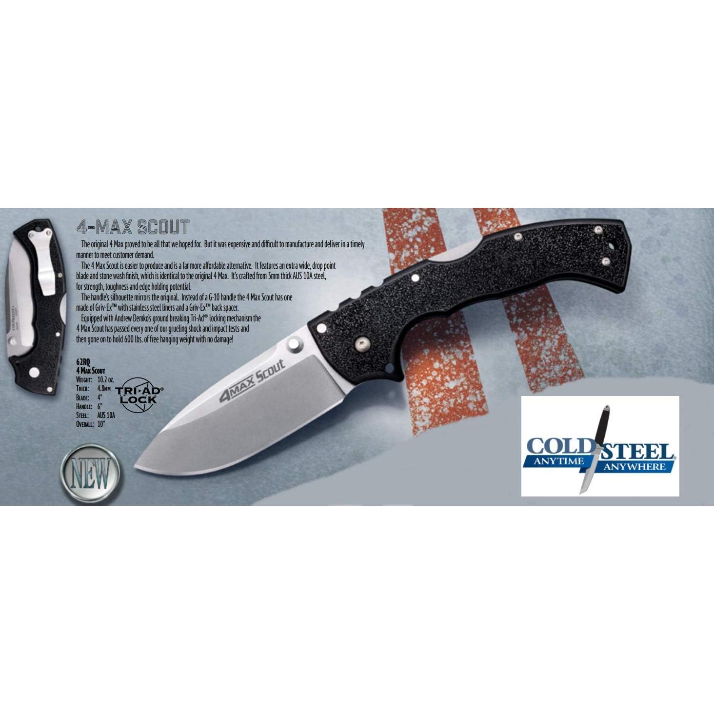 Cuchillo Plegable Cold Steel 4-Max Scout con Bloqueo Tri-Ad