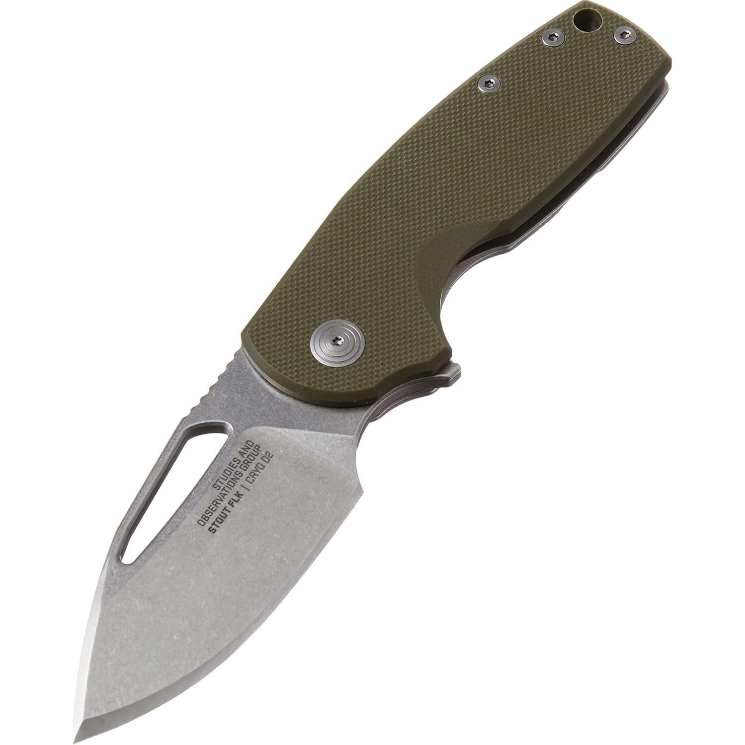 Cuchillo Plegable SOG Stout FLK Verde OD Acero CRYO D2