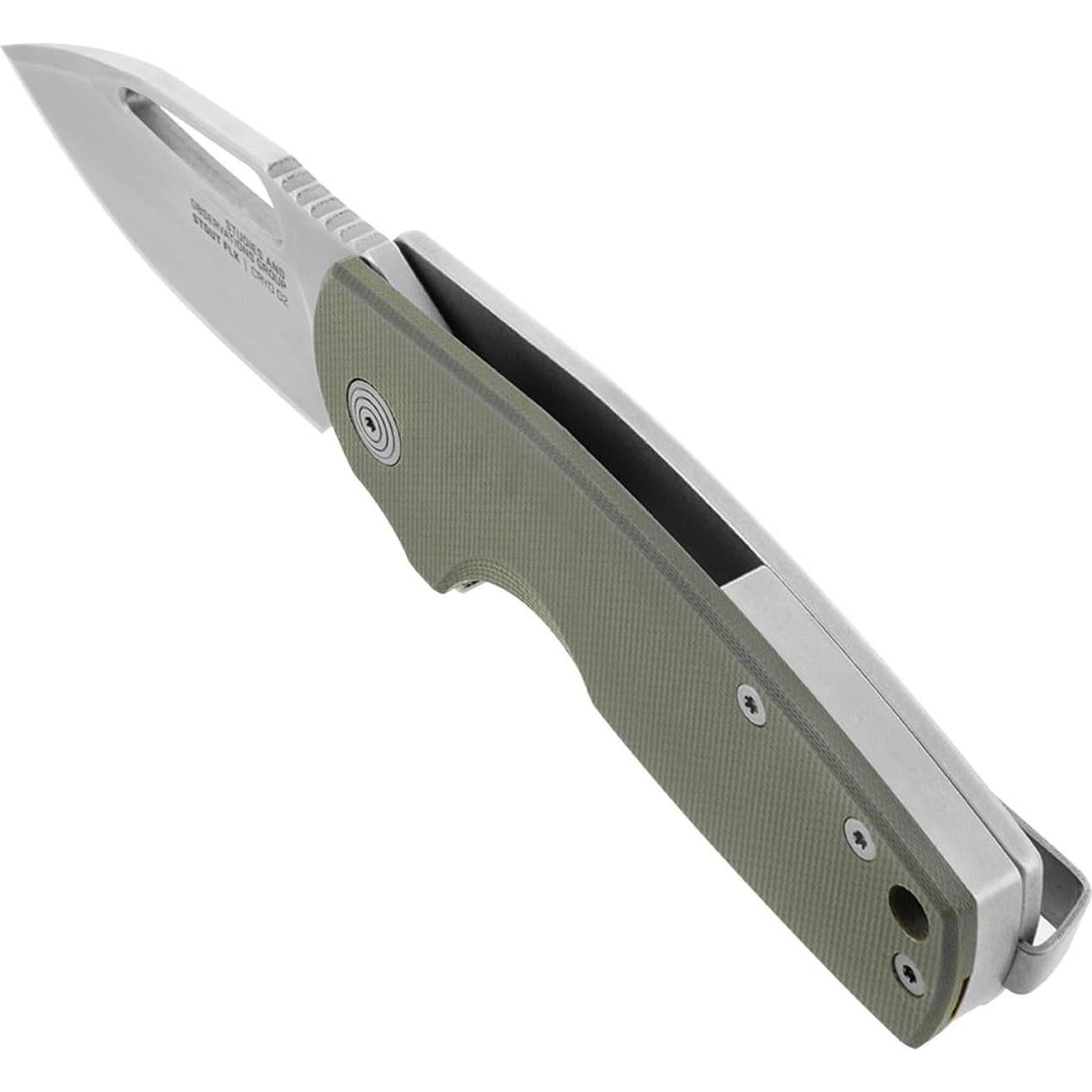 Cuchillo Plegable SOG Stout FLK Verde OD Acero CRYO D2