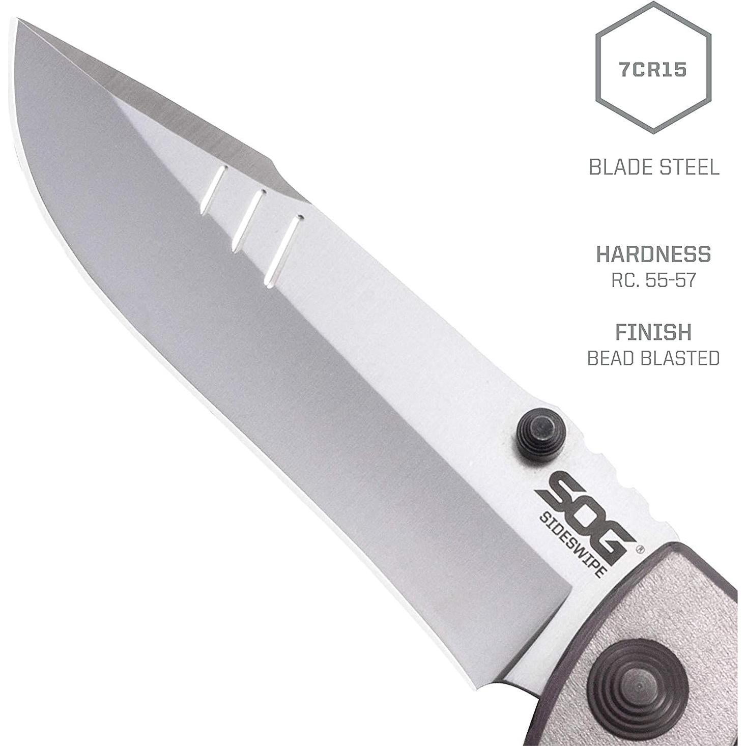 Cuchillo de bolsillo SOG Sideswipe 3.4" (8.64 cm) gris EDC