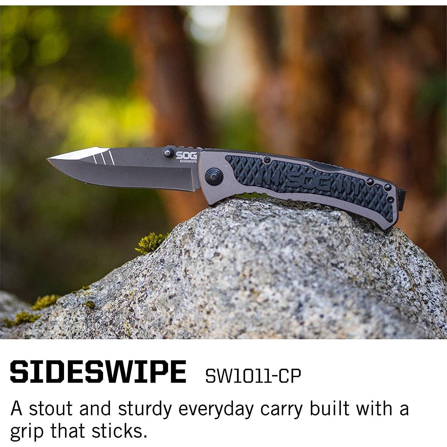 Cuchillo de bolsillo SOG Sideswipe 3.4" (8.64 cm) gris EDC