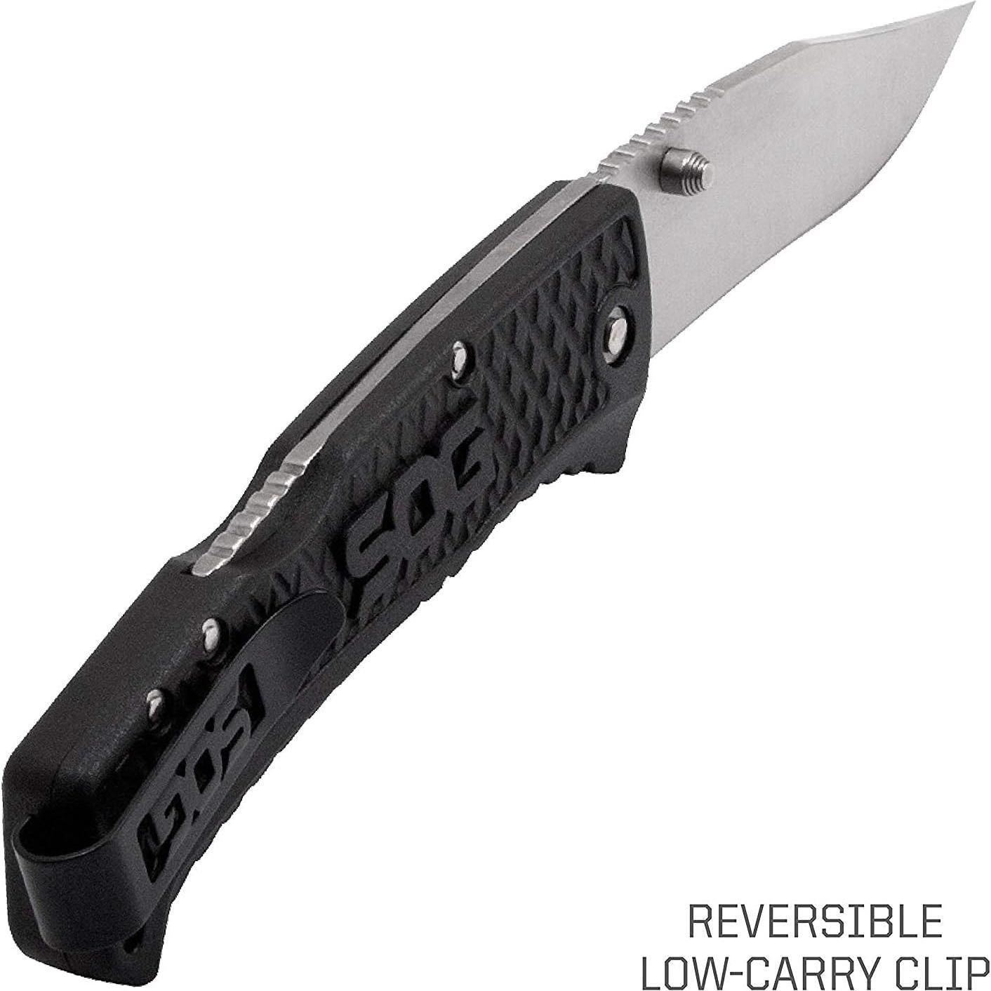 Cuchillo Plegable SOG Traction 3.5" Acero Inoxidable Clip Point