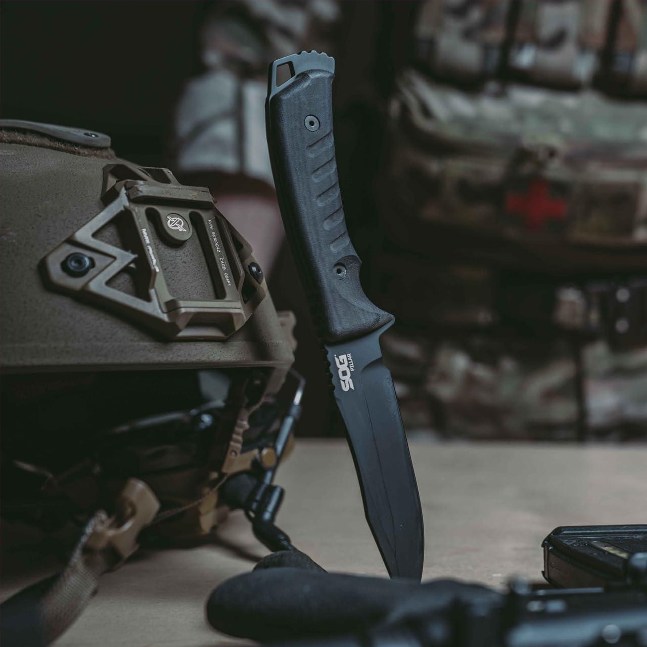 Cuchillo de Hoja Fija SOG Pillar Blackout 20.3 cm Acero S35VN