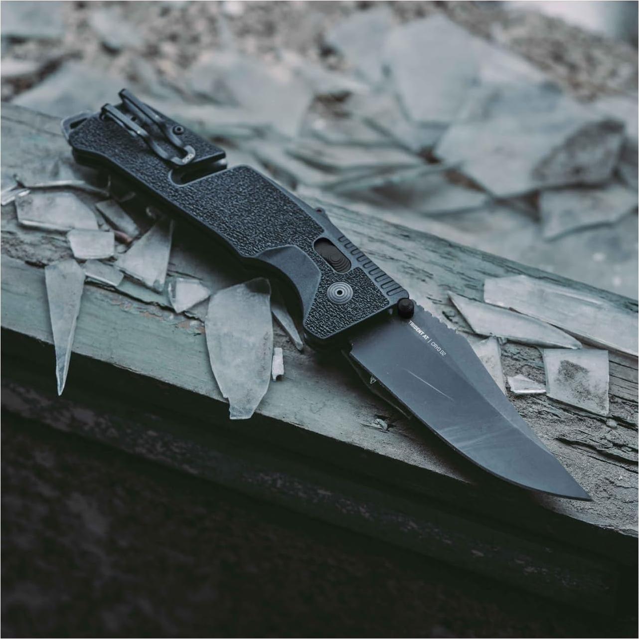 Cuchillo Plegable SOG Trident AT Blackout 9.53 cm Acero D2
