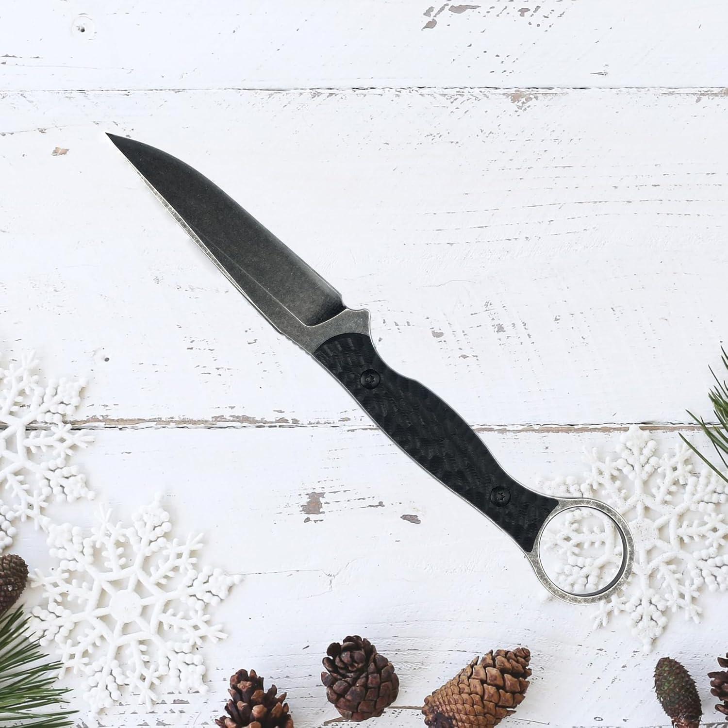 Cuchillo Táctico HUAAO 20.92cm Hoja Fija Acero 8Cr13MoV