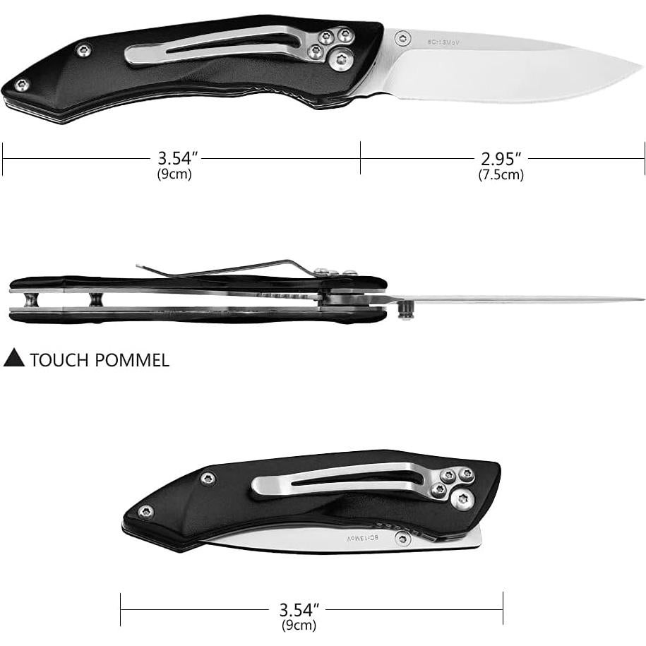 Cuchillo de bolsillo Harita negro 7.49 cm acero inoxidable