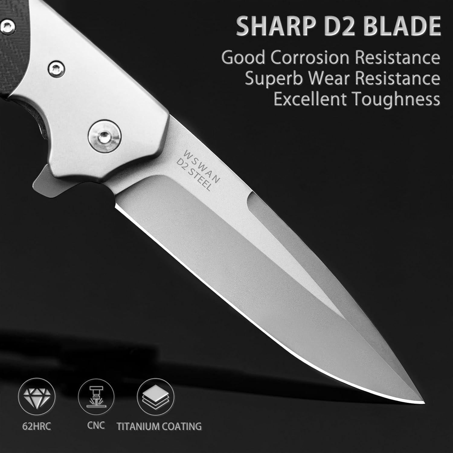 Cuchillo de Bolsillo NedFoss W.SWAN Acero D2 Plegable 21.59 cm