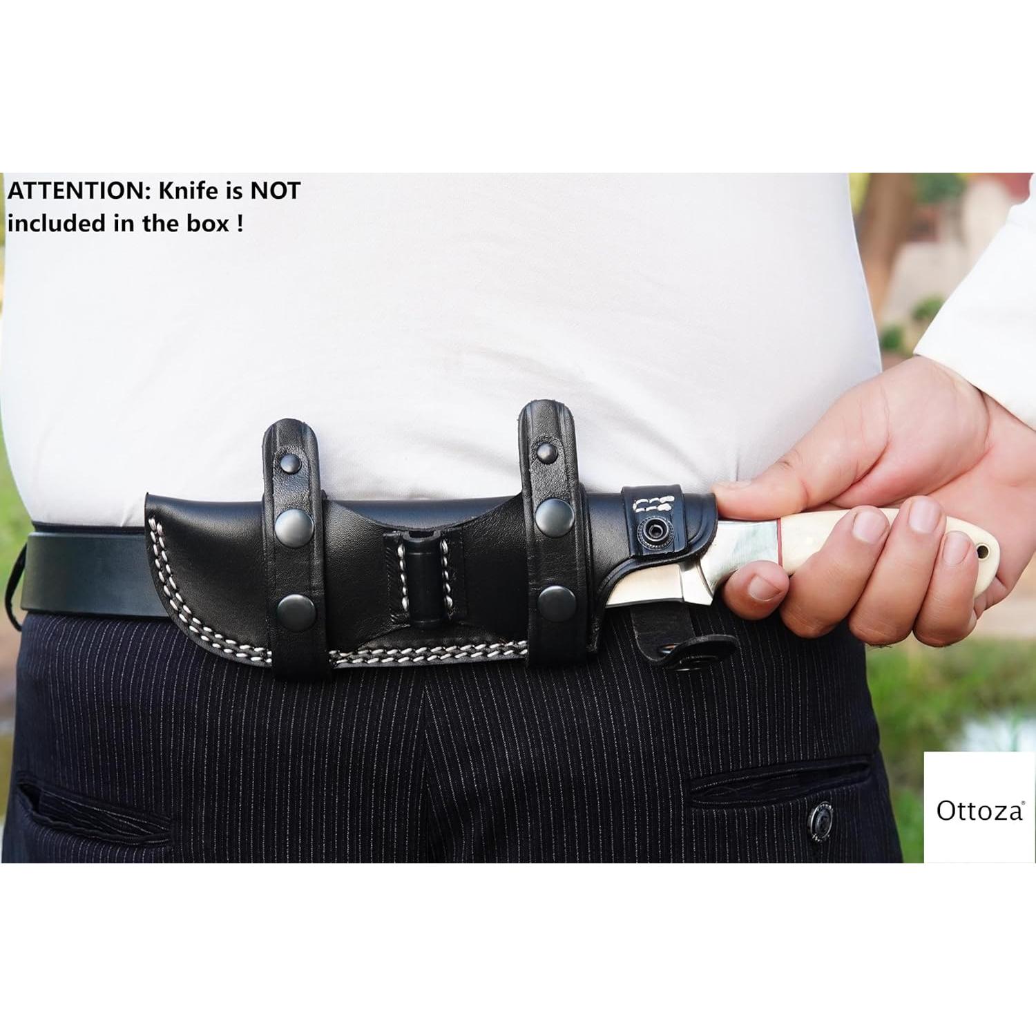 Funda de cuchillo de cuero Ottoza para hoja fija 15.88 cm