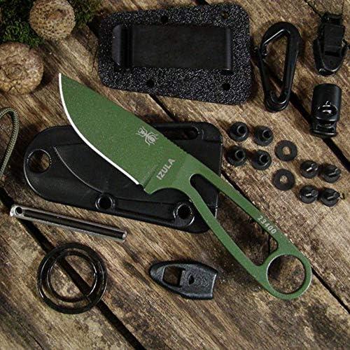 ESEE Knives Izula Fixed Blade Knife w/Survival Kit, Sheath & Clip Plate (Olive Drab)