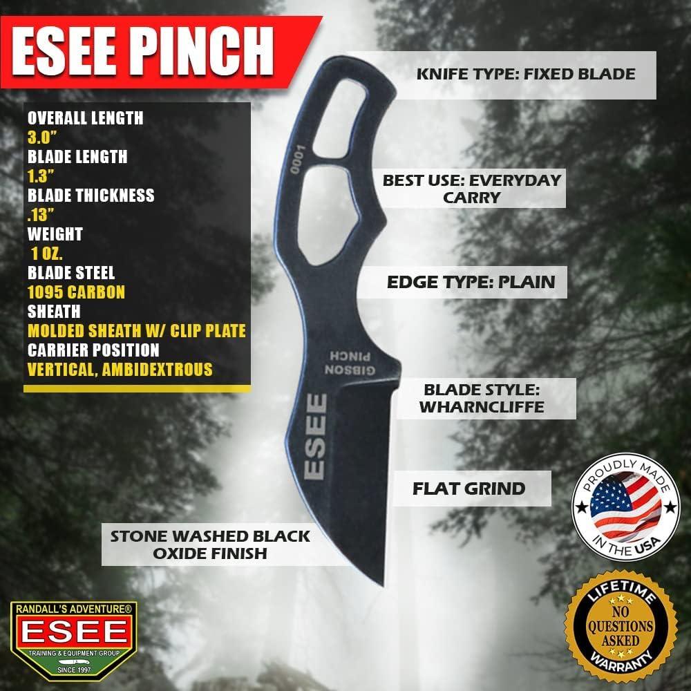 Cuchillo de Cuello ESEE Pinch 3.30 cm Acero 1095 Negro