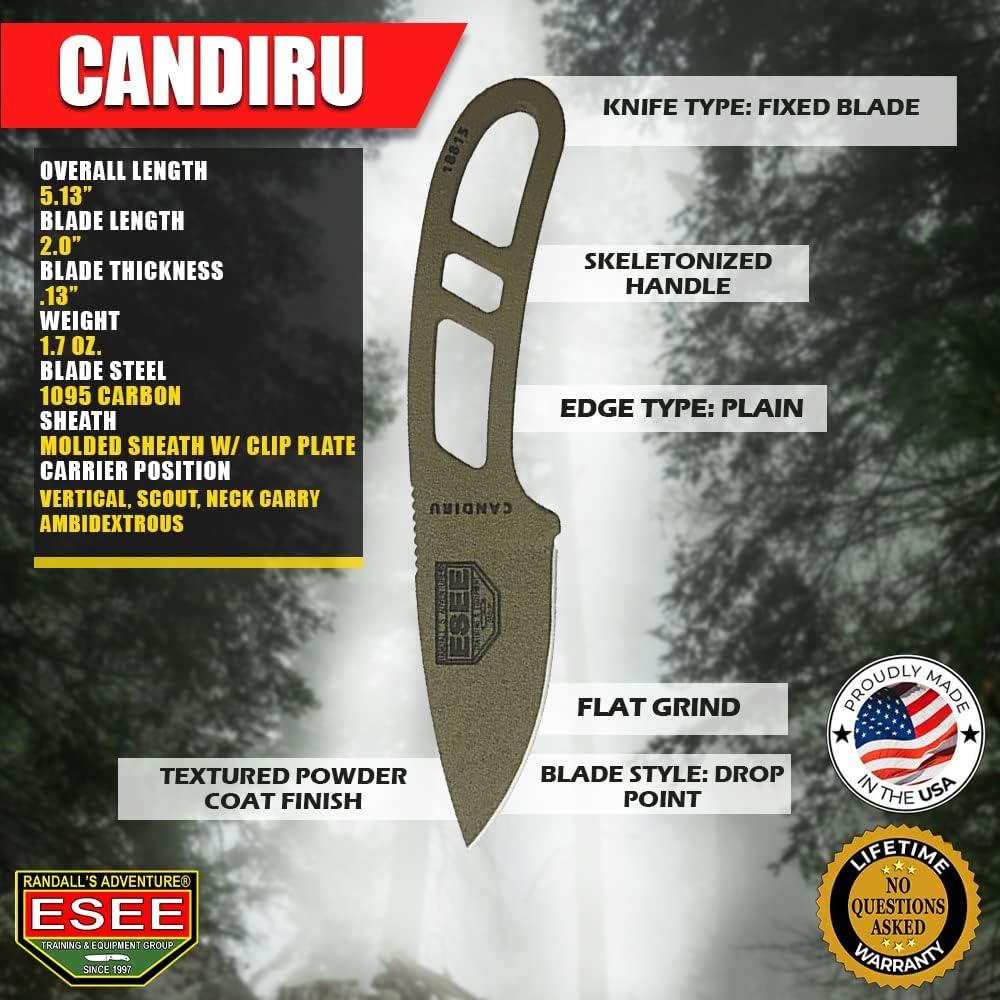 Cuchillo Táctico ESEE Candiru - Supervivencia, 13 cm, Acero 1095