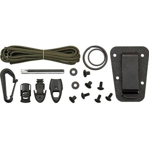 Black Izula w/Micarta Handles, Molded Polymer Sheath, and Survival Kit