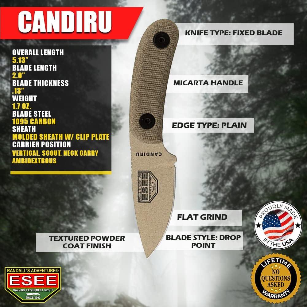 Cuchillo ESEE Candiru Tan Desierto con Funda y Mango Micarta
