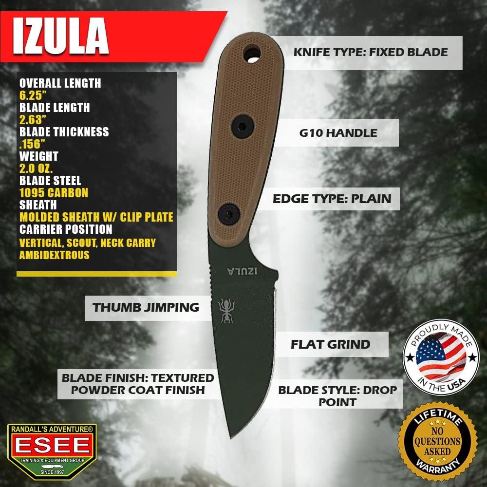 Cuchillo ESEE Izula-OD con Funda y Clip - Supervivencia