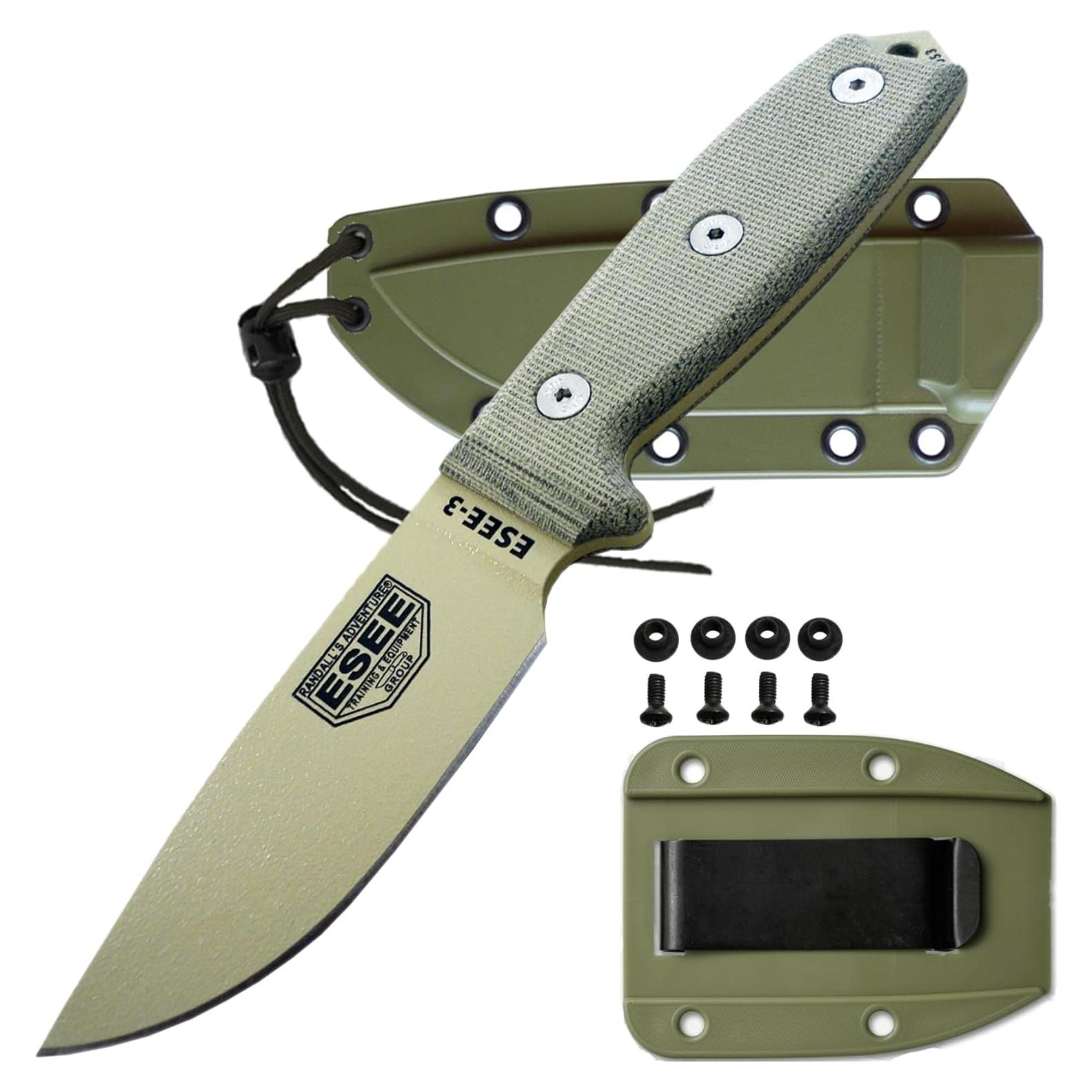 Cuchillo ESEE Modelo 3 Hoja Sin Afilado 20.8 cm Verde