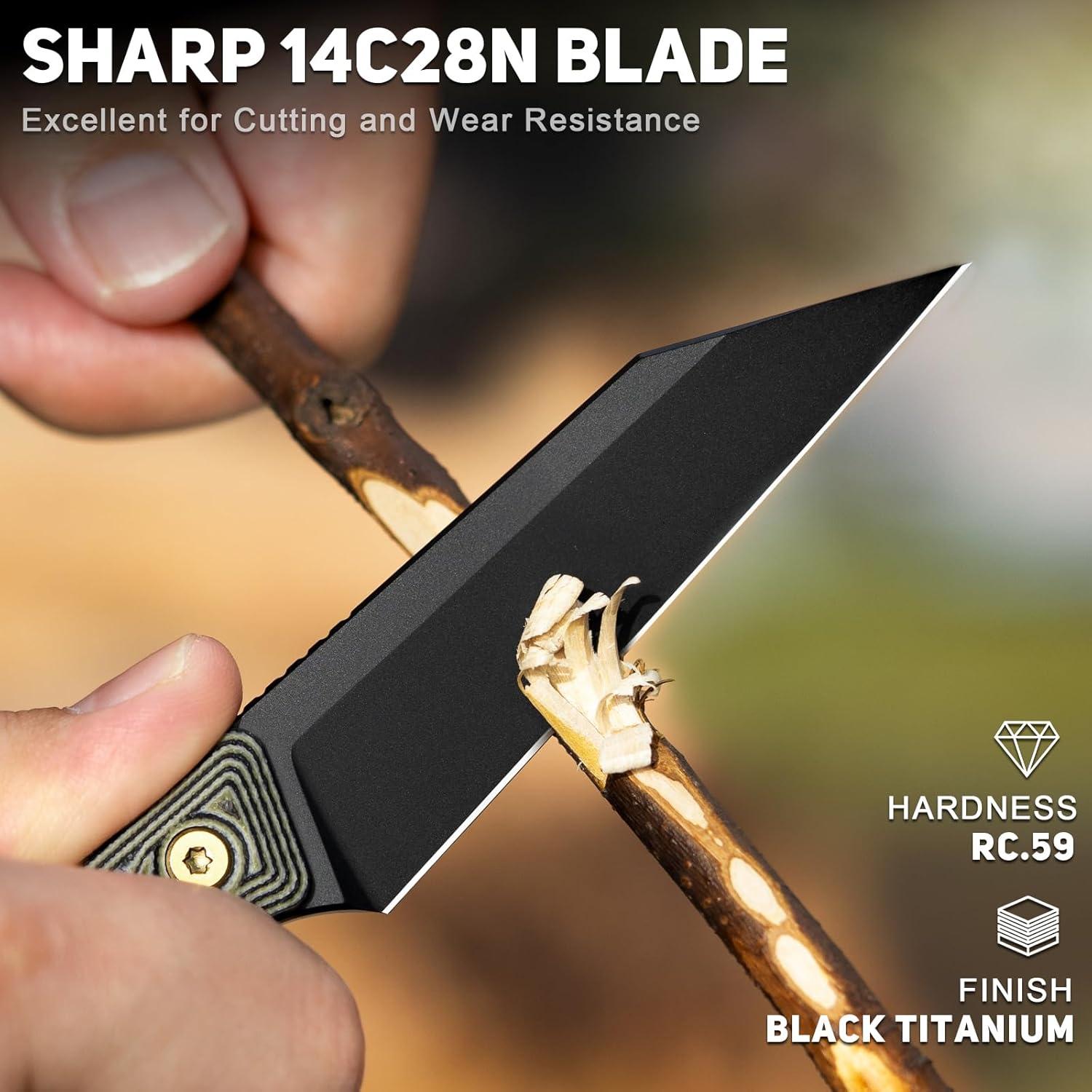 Cuchillo de Hoja Fija EDC NedFoss RAVEN 3.4" Acero 14C28N